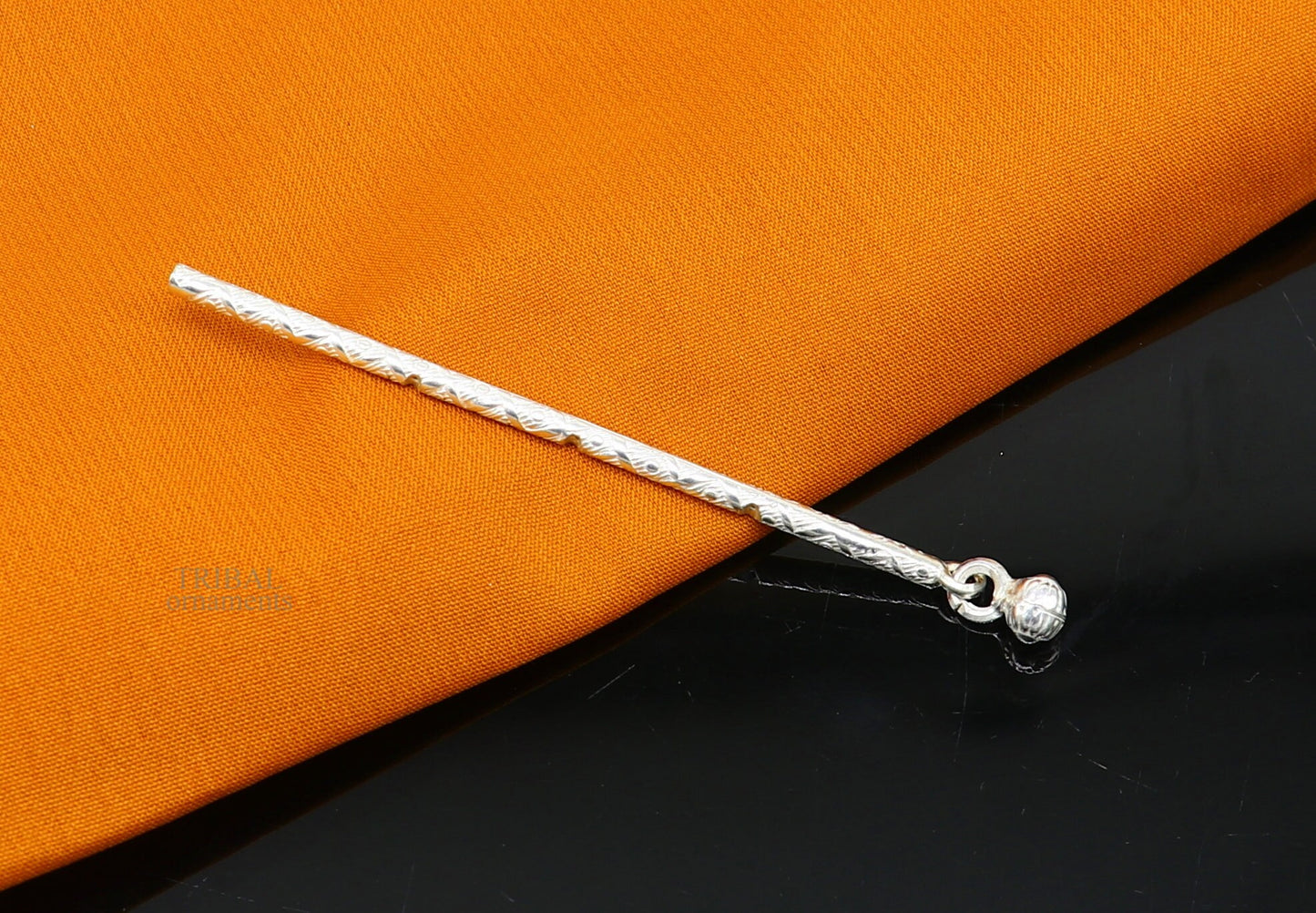 8 cm long sterling silver handmade idol krishna flute, silver bansuri, laddu gopala flute, little krishna flute puja art su658 - TRIBAL ORNAMENTS