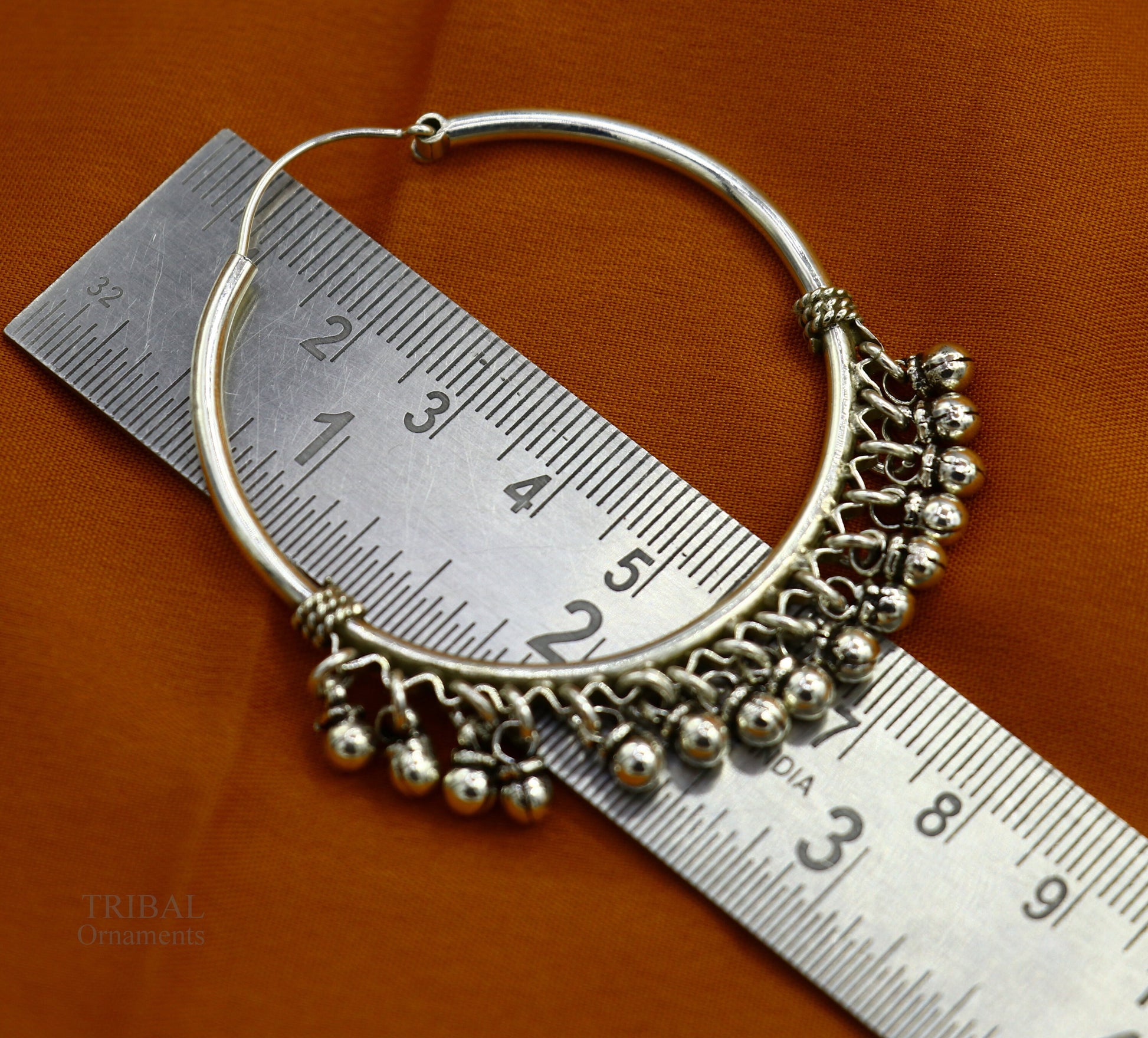 925 sterling silver handmade fabulous hoops earring with gorgeous hanging drops, customized large earring personalized gift s1012 - TRIBAL ORNAMENTS