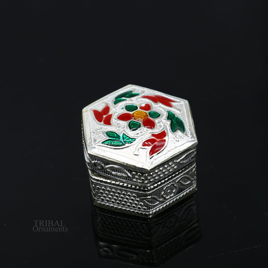 925 sterling silver vintage design brides gift kajal box, trinket box, sindur box, eyeliner box, silver utensils, best bridal gift stb344 - TRIBAL ORNAMENTS