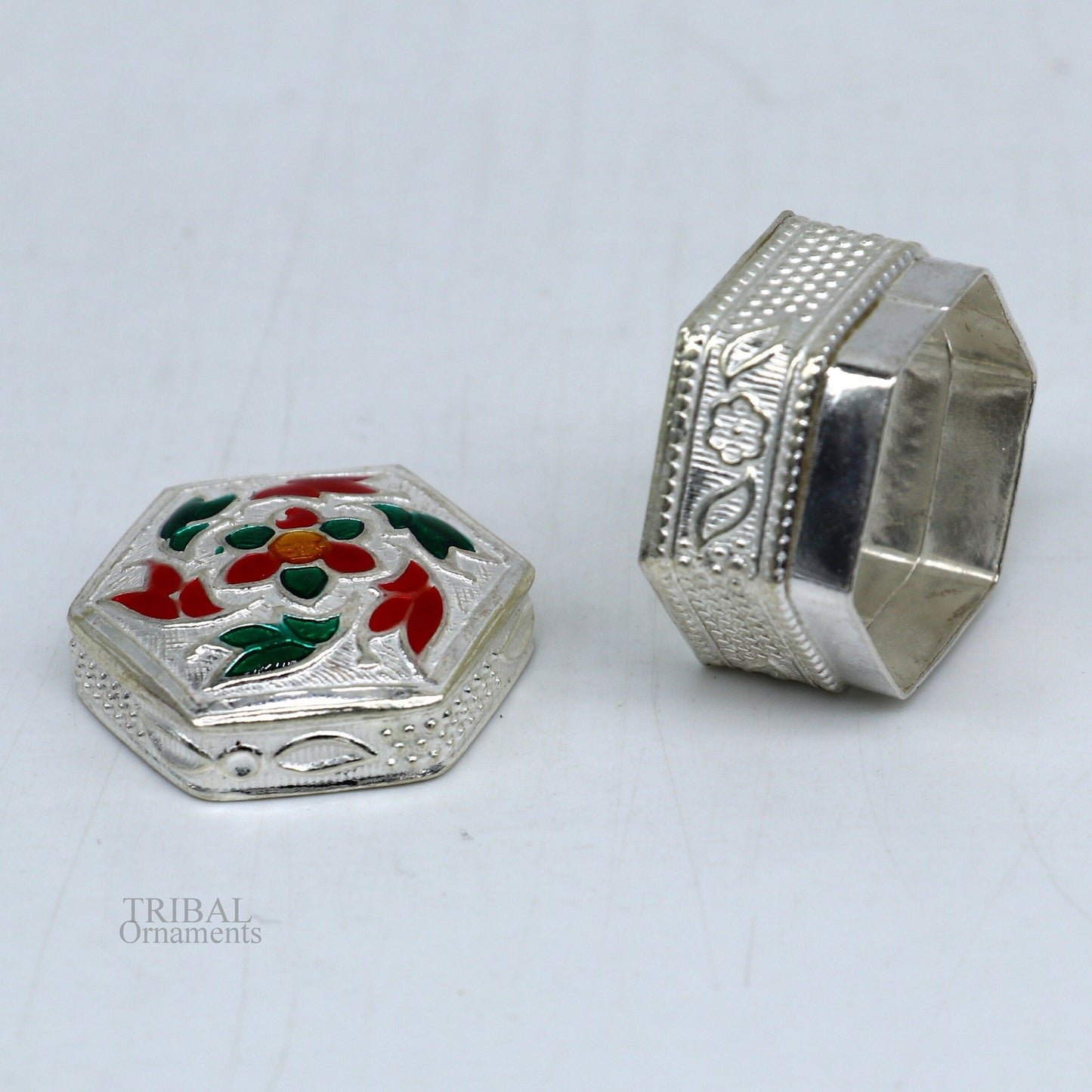 925 sterling silver vintage design brides gift kajal box, trinket box, sindur box, eyeliner box, silver utensils, best bridal gift stb344 - TRIBAL ORNAMENTS