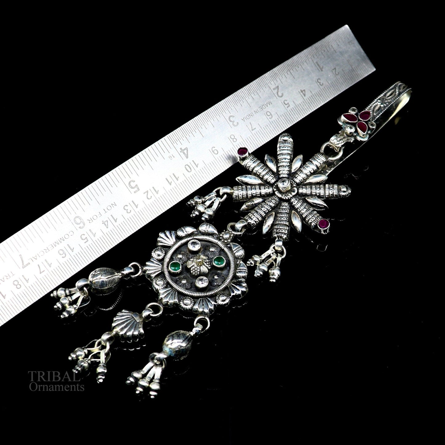 Ethnic wedding sari waist jewelry, pure 925 sterling silver vintage stylish belly dance sari chhalla btooch, waist belly jewelry skey11 - TRIBAL ORNAMENTS
