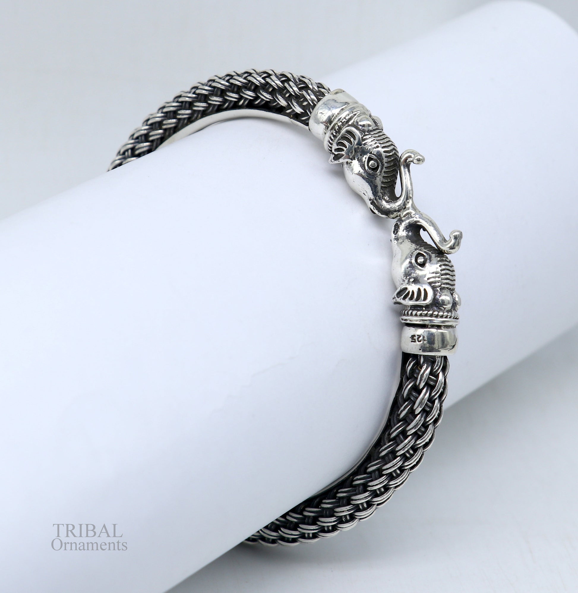 All size 925 sterling silver handmade vintage design stylish elephant face bangle bracelet kada,amazing jewelry from india nsk434 - TRIBAL ORNAMENTS