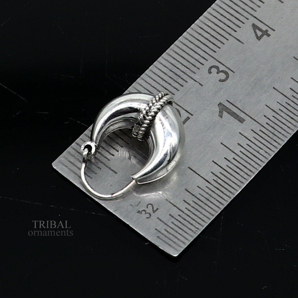 Vintage Design 925 sterling silver fabulous hoops earring, tribal kundal earring from Rajasthan India, best gifting unisex jewelry ear1048 - TRIBAL ORNAMENTS