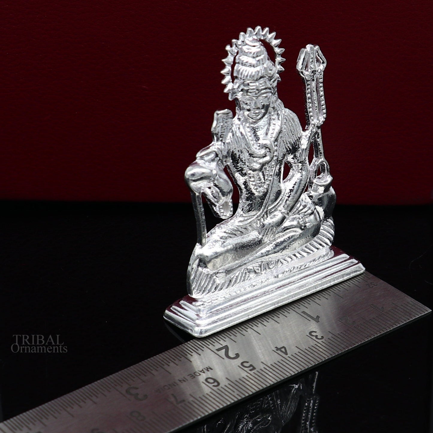 925 Sterling silver handmade hindu idols Lord Shiva with trident stunning statue figurine, puja articles best gift silver article art450 - TRIBAL ORNAMENTS
