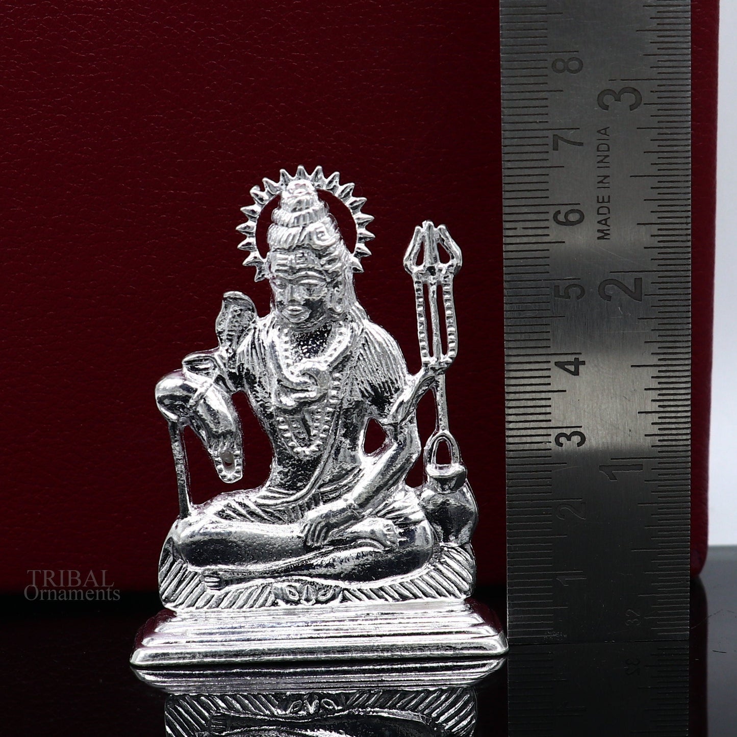 925 Sterling silver handmade hindu idols Lord Shiva with trident stunning statue figurine, puja articles best gift silver article art450 - TRIBAL ORNAMENTS