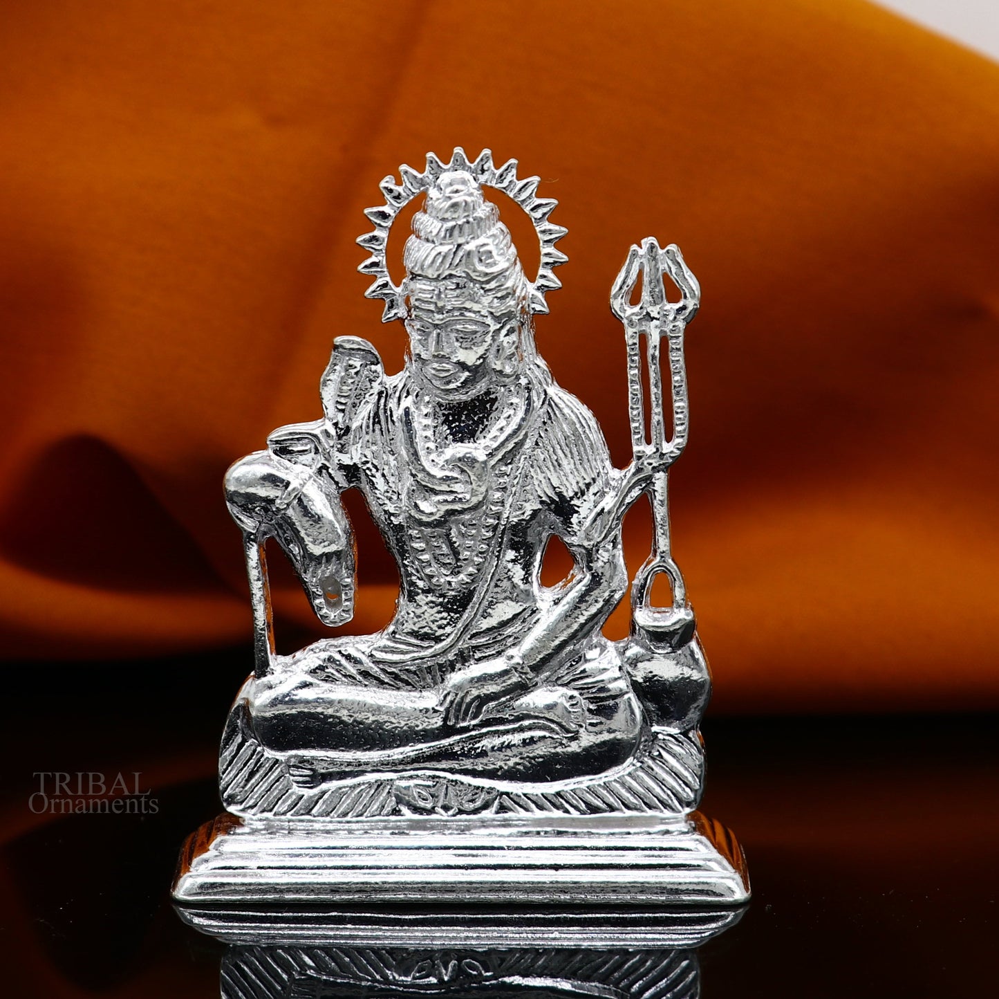 925 Sterling silver handmade hindu idols Lord Shiva with trident stunning statue figurine, puja articles best gift silver article art450 - TRIBAL ORNAMENTS