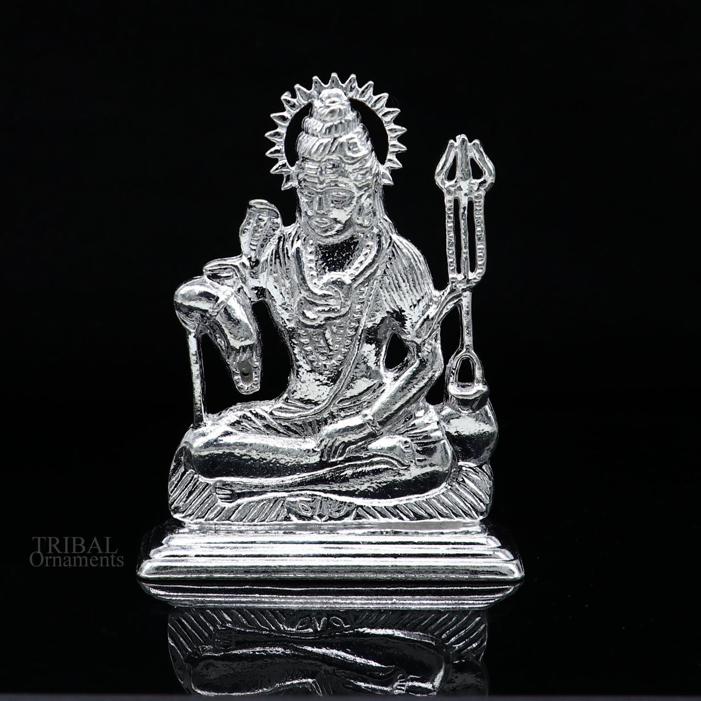 925 Sterling silver handmade hindu idols Lord Shiva with trident stunning statue figurine, puja articles best gift silver article art450 - TRIBAL ORNAMENTS