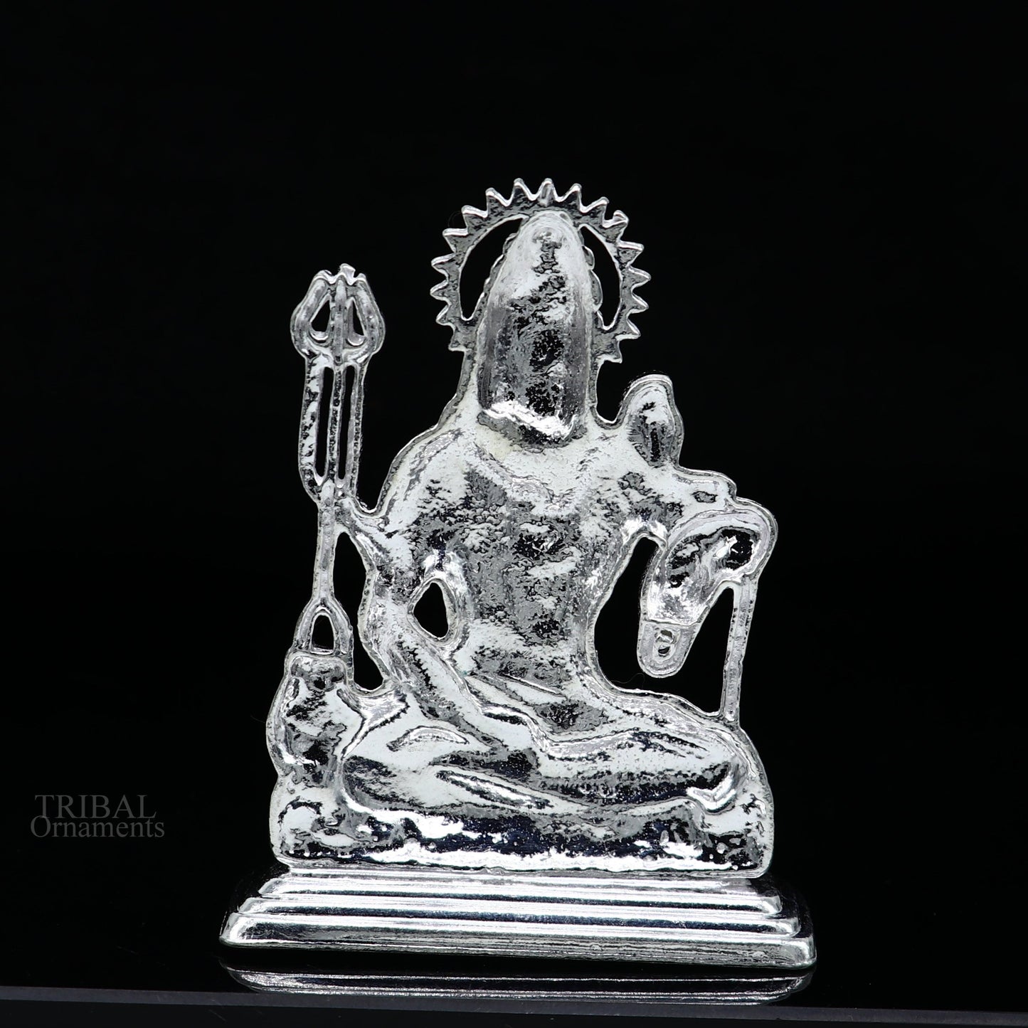 925 Sterling silver handmade hindu idols Lord Shiva with trident stunning statue figurine, puja articles best gift silver article art450 - TRIBAL ORNAMENTS