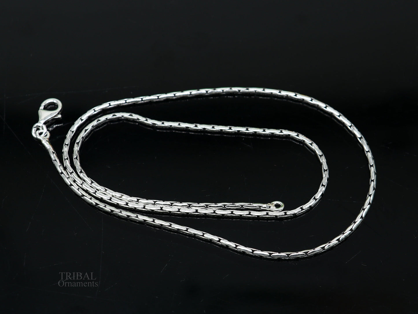 All size 925 sterling silver handmade solid fancy stylish silver beaded chain necklace baht chain best gifting jewelry from India ch151 - TRIBAL ORNAMENTS