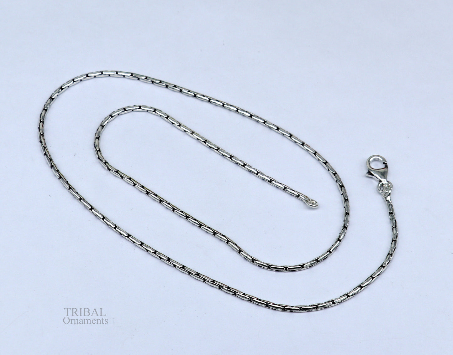 All size 925 sterling silver handmade solid fancy stylish silver beaded chain necklace baht chain best gifting jewelry from India ch151 - TRIBAL ORNAMENTS