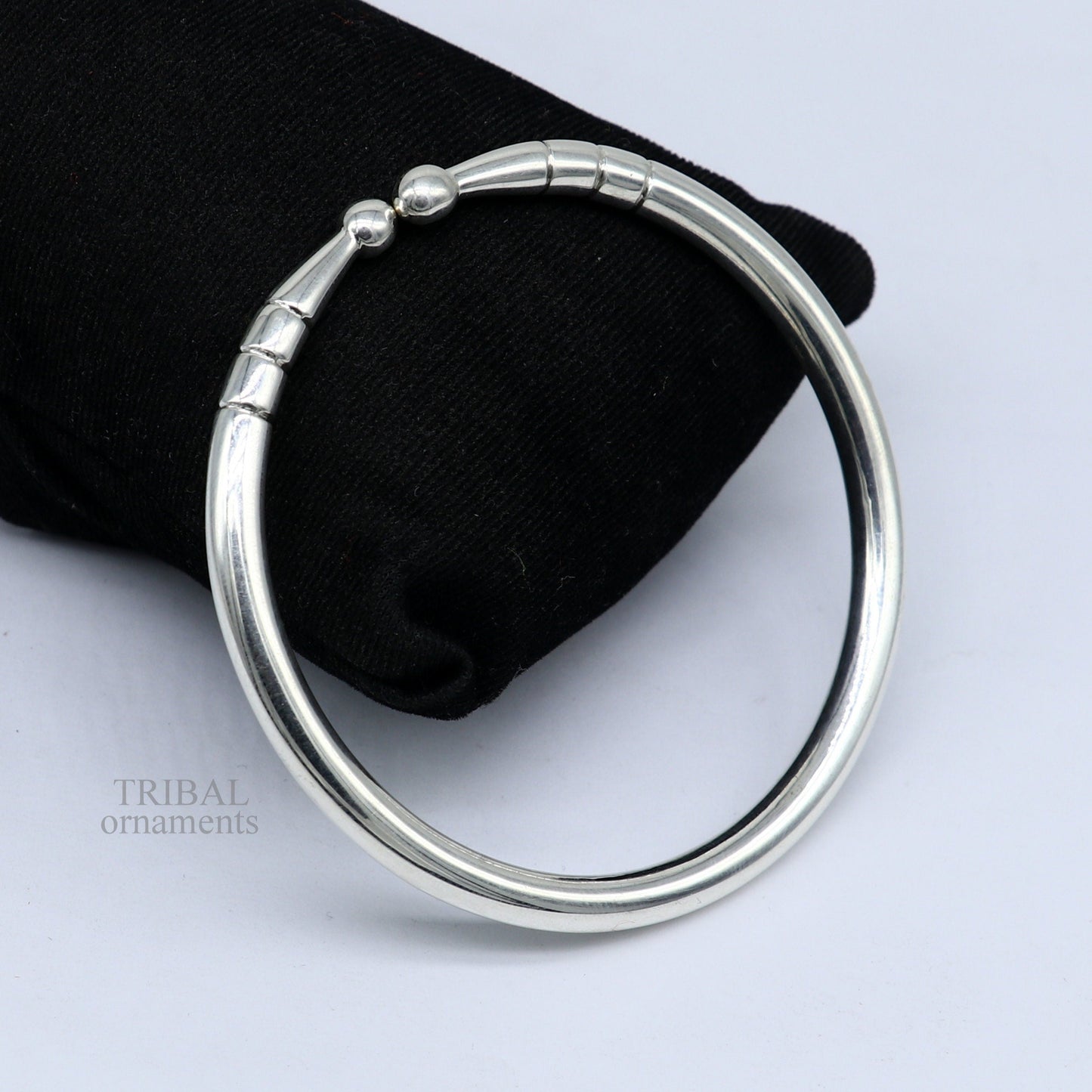 5mm 925 Solid sterling silver handmade design plain shiny bangle bracelet adjustable kada, best personalized gift for unisex nsk430 - TRIBAL ORNAMENTS