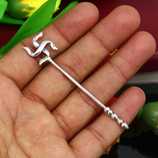 3" inches long handmade solid 925 sterling silver kumkum sticks, eyeliner stick, kajal stick, surma stick, brides vintage style gift su654 - TRIBAL ORNAMENTS