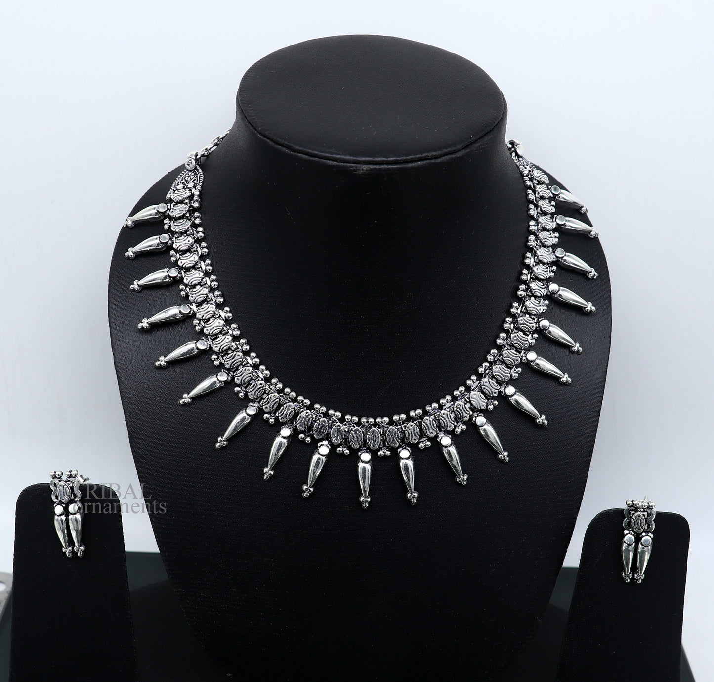 Vintage ethnic style 925 sterling silver designer traditional necklace excellent gifting tribal brides belly dance jewelry india nec291 - TRIBAL ORNAMENTS