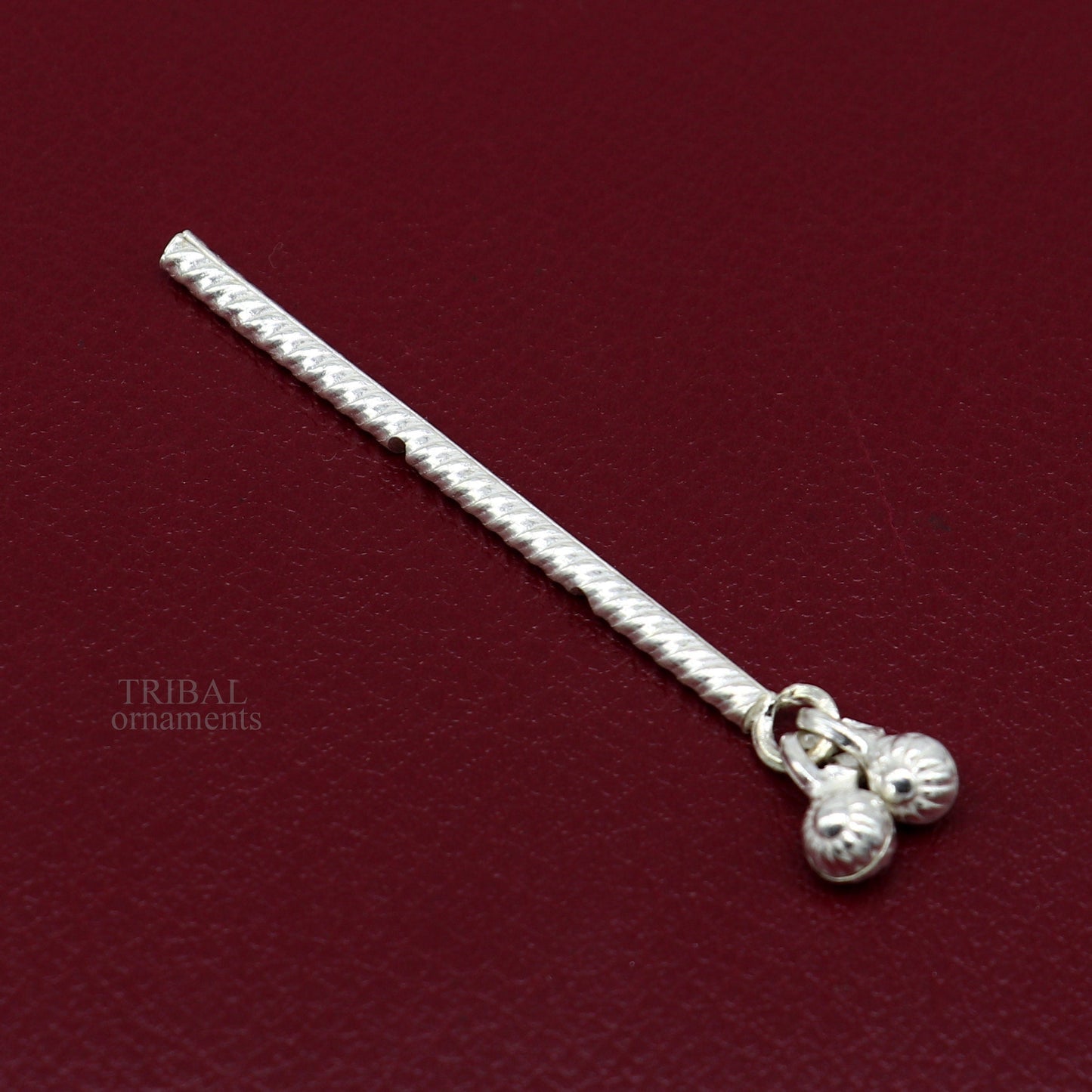 Lord Krishna flute terling silver handmade idol krishna flute, silver bansuri, laddu gopala flute, little krishna flute puja art su659 - TRIBAL ORNAMENTS