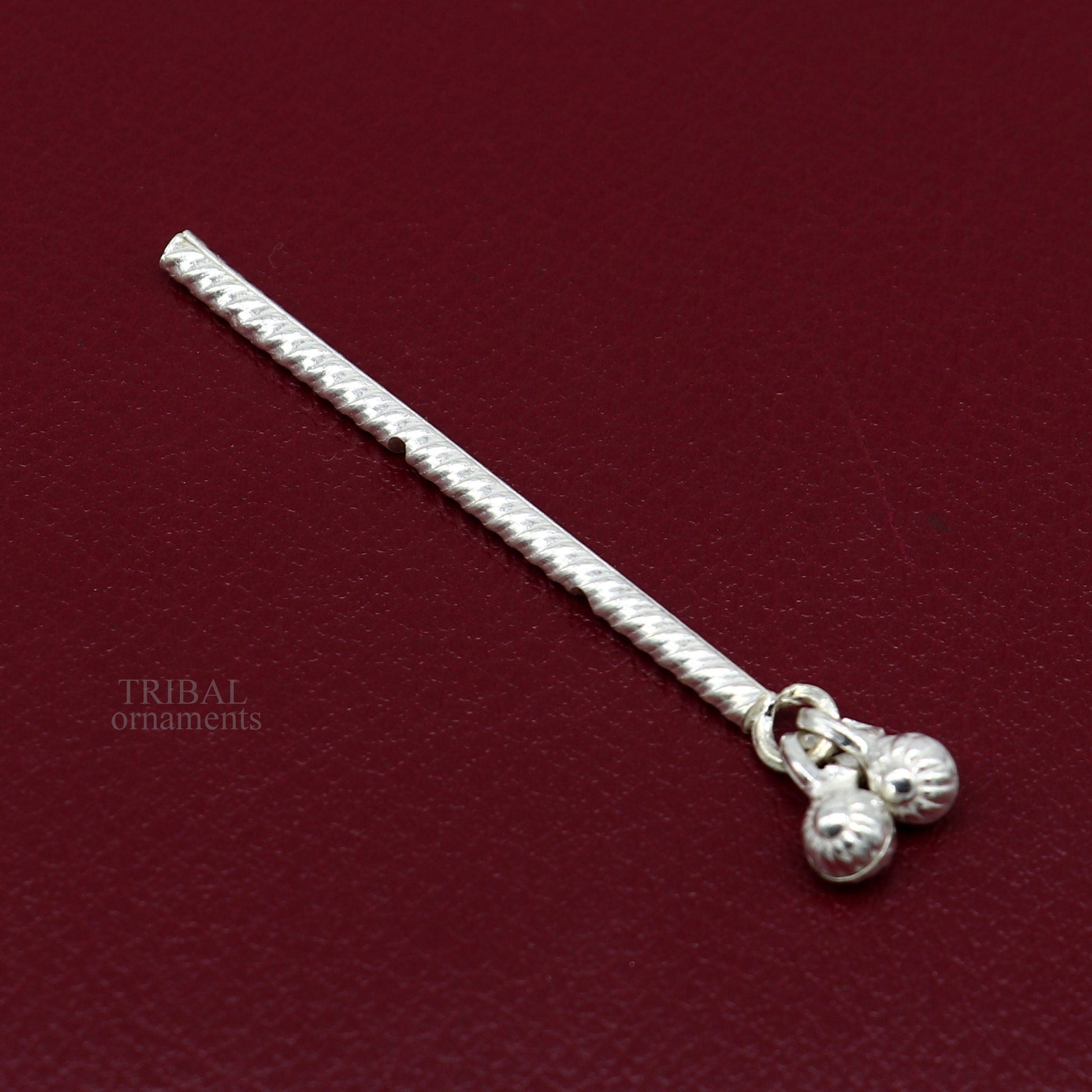 Lord Krishna flute terling silver handmade idol krishna flute, silver bansuri, laddu gopala flute, little krishna flute puja art su659 - TRIBAL ORNAMENTS