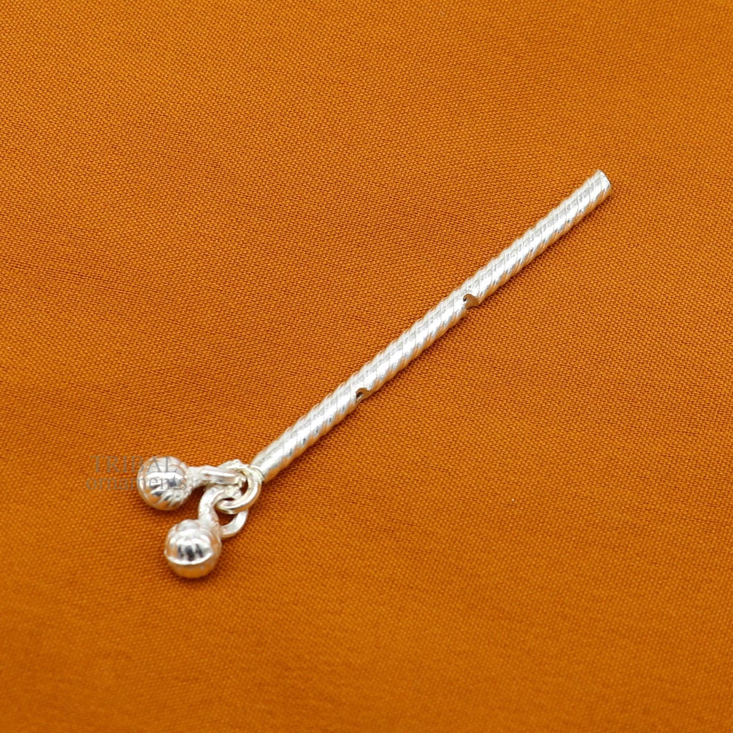 Lord Krishna flute terling silver handmade idol krishna flute, silver bansuri, laddu gopala flute, little krishna flute puja art su659 - TRIBAL ORNAMENTS