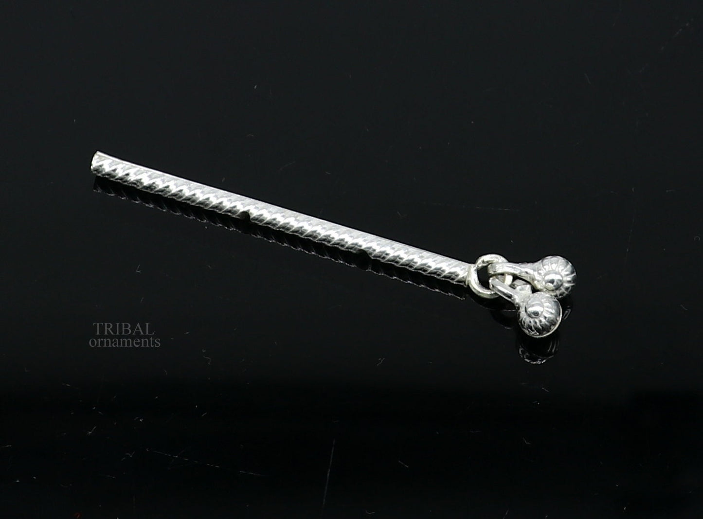 Lord Krishna flute terling silver handmade idol krishna flute, silver bansuri, laddu gopala flute, little krishna flute puja art su659 - TRIBAL ORNAMENTS