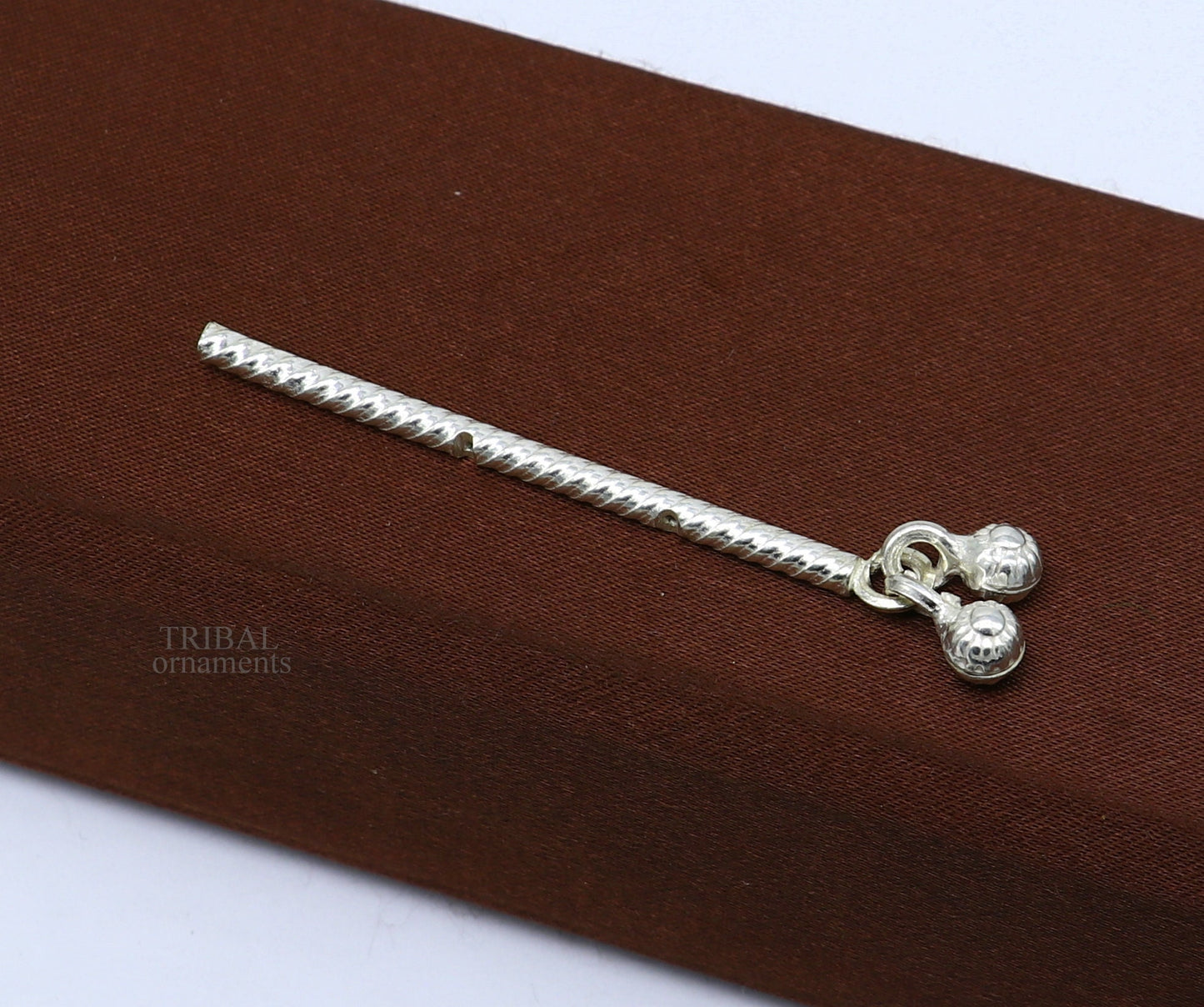 Lord Krishna flute terling silver handmade idol krishna flute, silver bansuri, laddu gopala flute, little krishna flute puja art su659 - TRIBAL ORNAMENTS