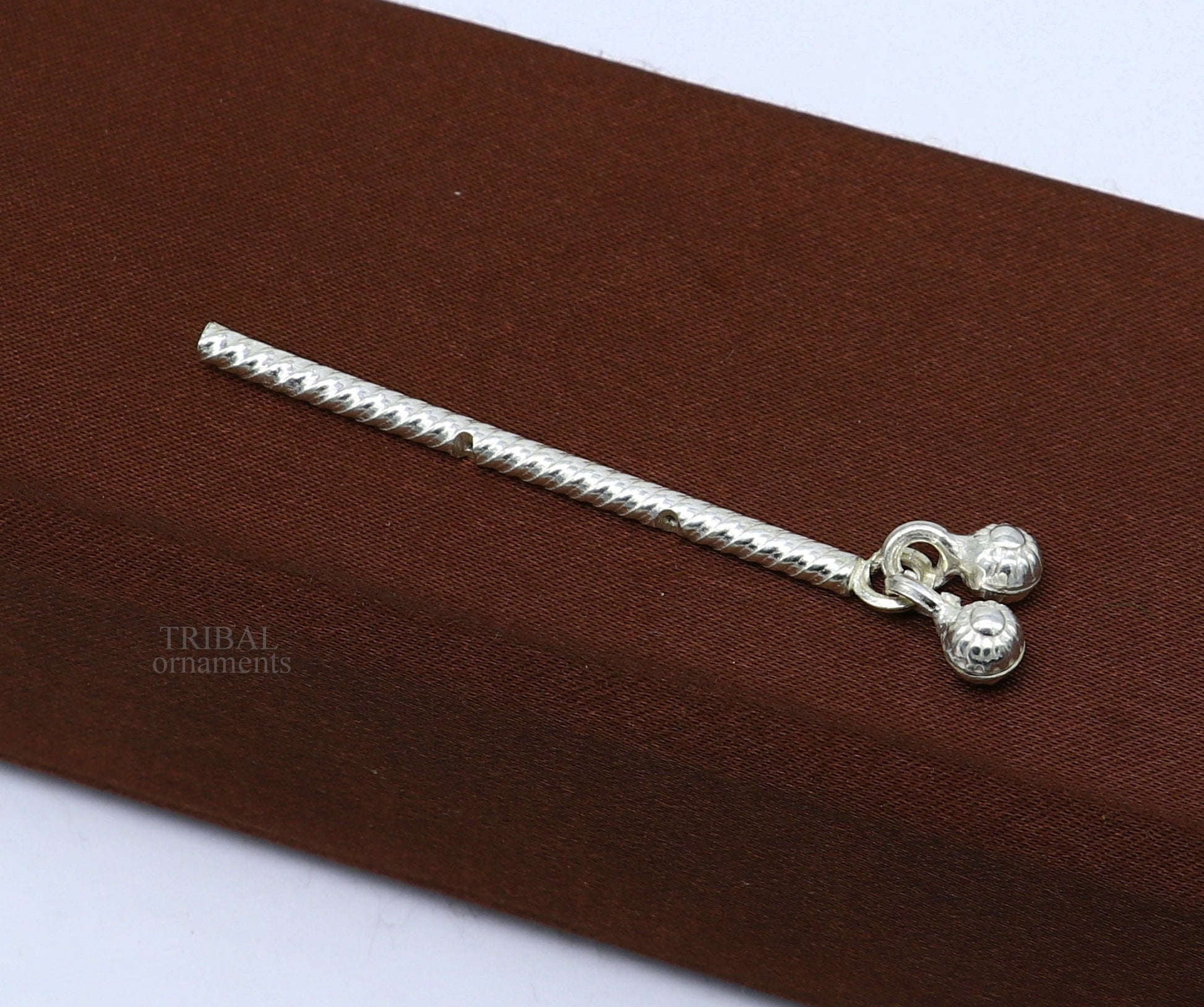 Lord Krishna flute terling silver handmade idol krishna flute, silver bansuri, laddu gopala flute, little krishna flute puja art su659 - TRIBAL ORNAMENTS