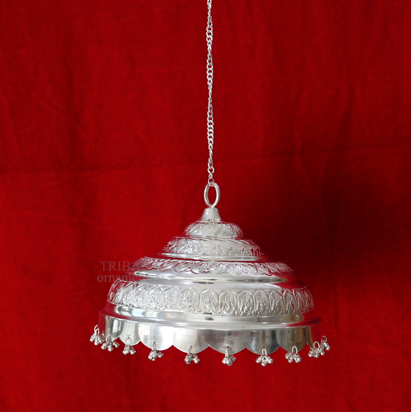 8" wide Vintage style sterling Silver chattar or chhatra, silver umbrella god temple art, Solid silver temple article, temple utensils su665 - TRIBAL ORNAMENTS