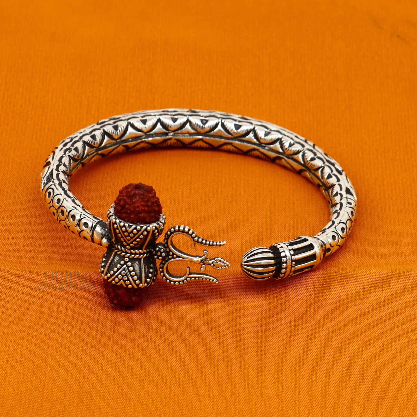 Wonderful handmade work 925 sterling silver trident kada, trishul kada, bahubali kada bangle bracelet for both men's and girl's nsk460 - TRIBAL ORNAMENTS