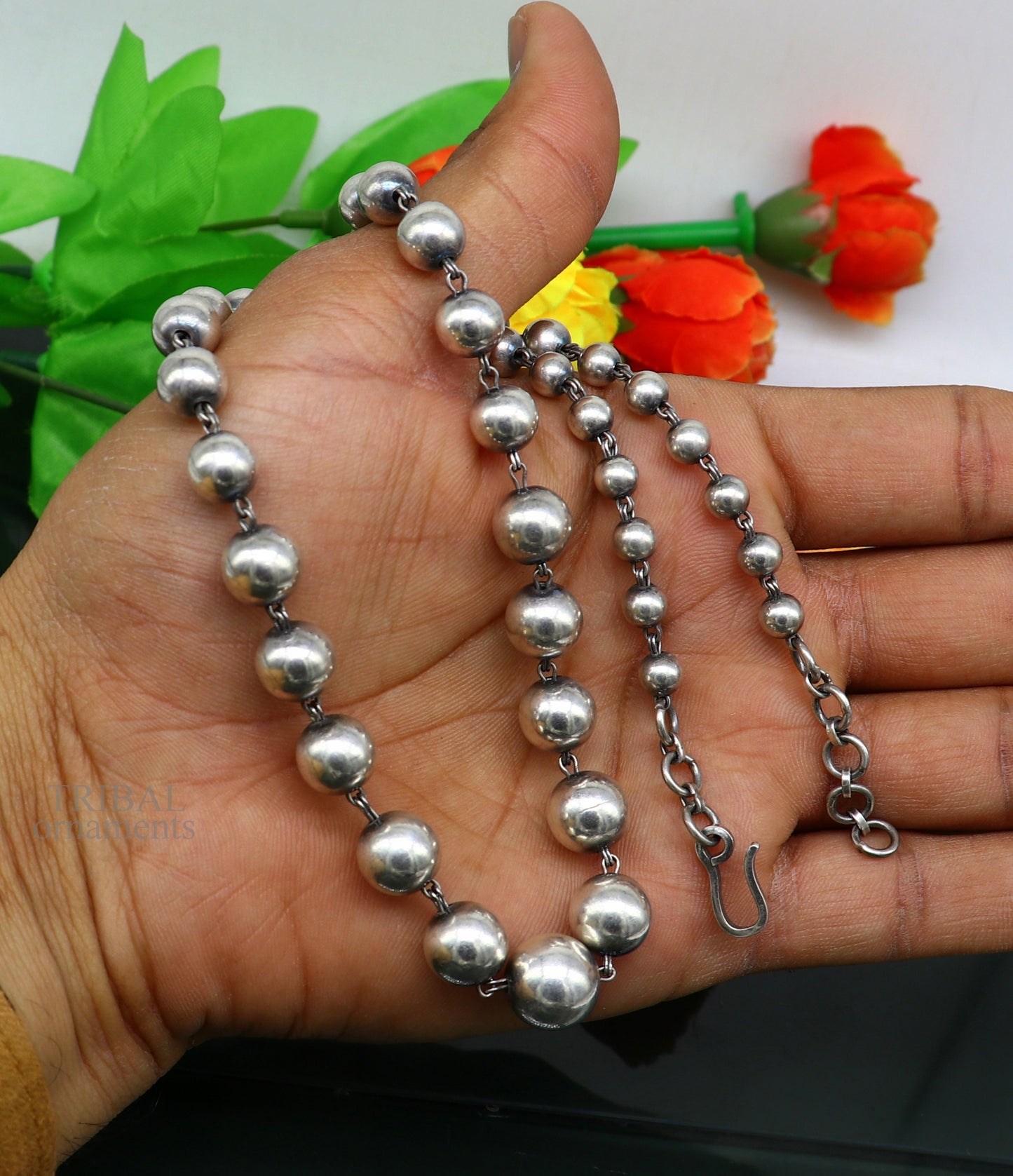 925 sterling silver customized stylish beaded necklace, excellent brides gifting wedding anniversary necklace tribal jewelry set293 - TRIBAL ORNAMENTS