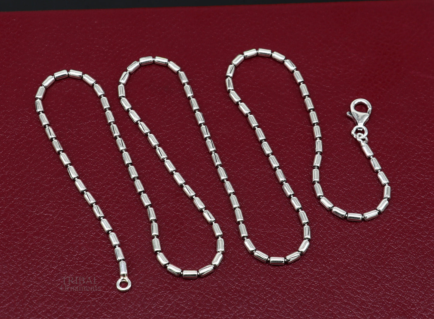 All size 925 sterling silver handmade customized fancy stylish silver beaded chain necklace baht chain best gifting jewelry from India ch149 - TRIBAL ORNAMENTS
