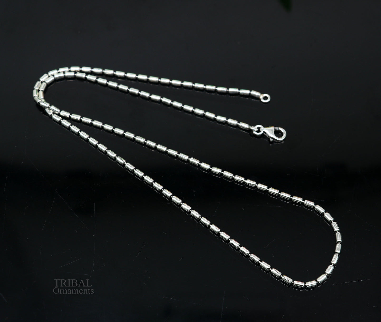 All size 925 sterling silver handmade customized fancy stylish silver beaded chain necklace baht chain best gifting jewelry from India ch149 - TRIBAL ORNAMENTS