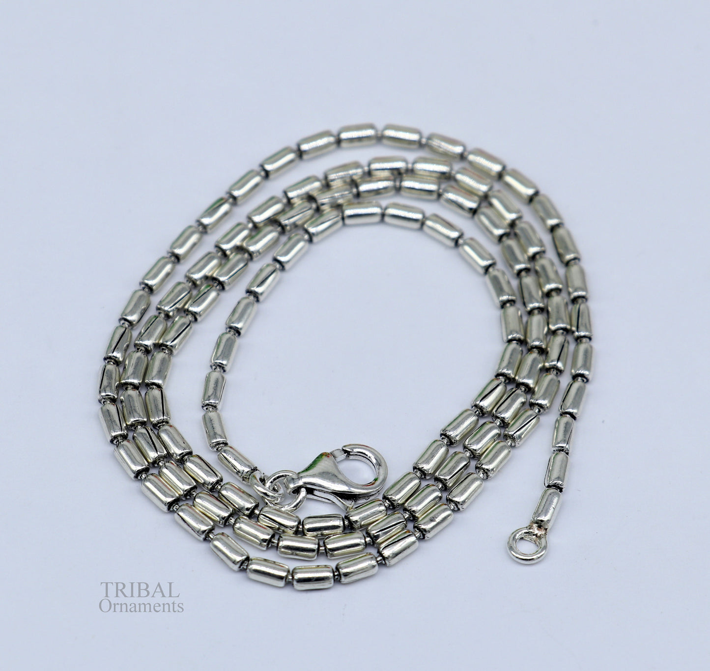 All size 925 sterling silver handmade customized fancy stylish silver beaded chain necklace baht chain best gifting jewelry from India ch149 - TRIBAL ORNAMENTS