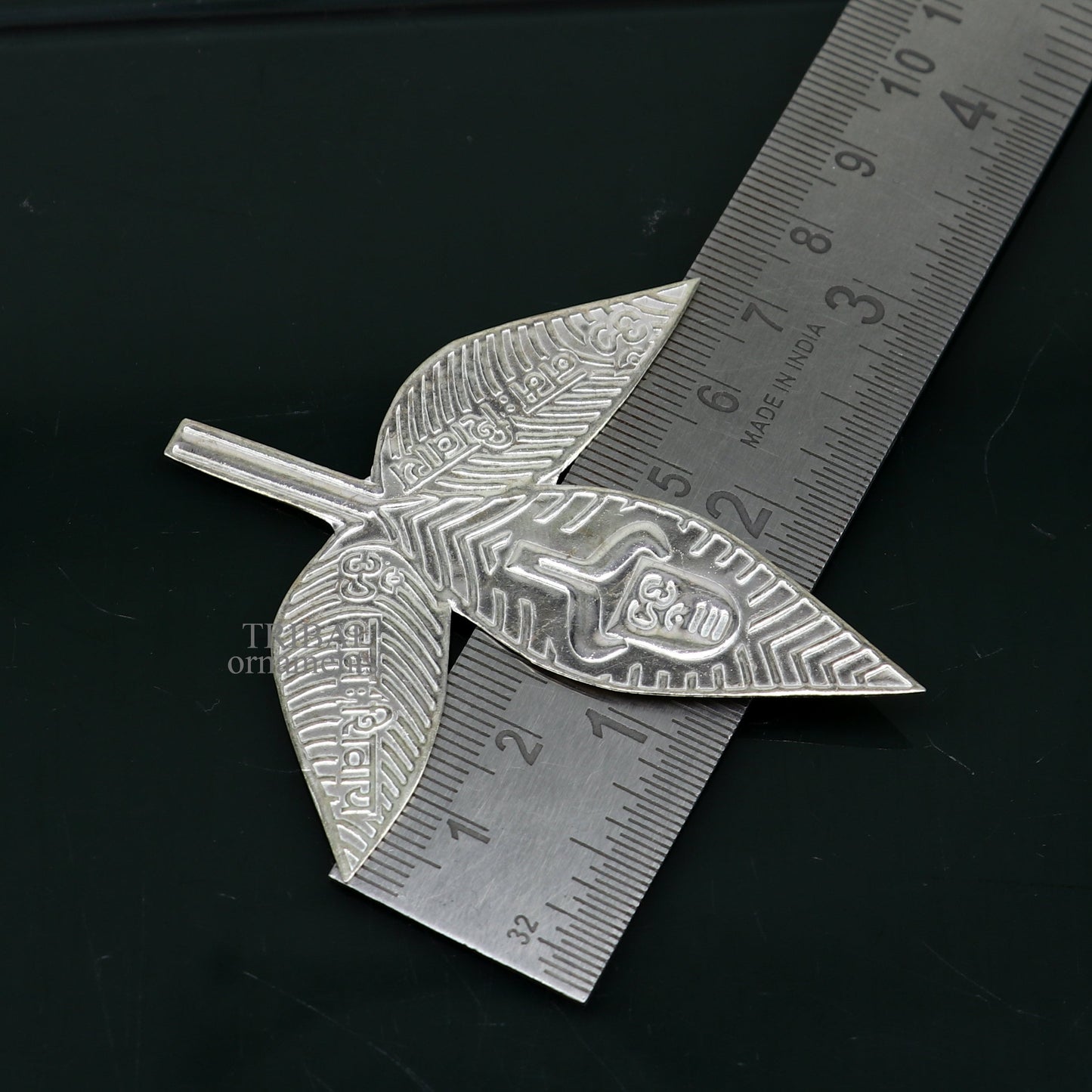 3" Lord Shiva bel Patra Solid silver handmade solid belva patra, shiva worshipping/ puja article, bel tree leaves for puja su674 - TRIBAL ORNAMENTS