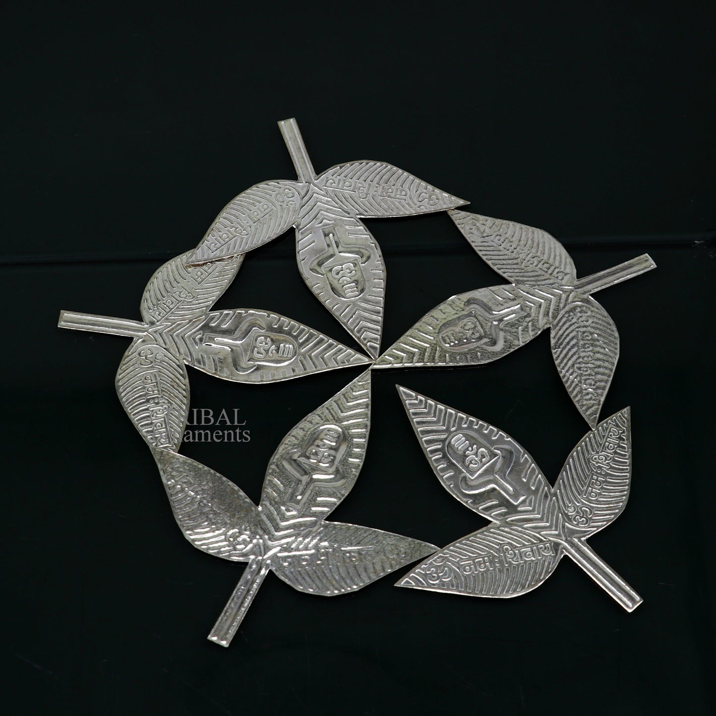 3" Lord Shiva bel Patra Solid silver handmade solid belva patra, shiva worshipping/ puja article, bel tree leaves for puja su674 - TRIBAL ORNAMENTS