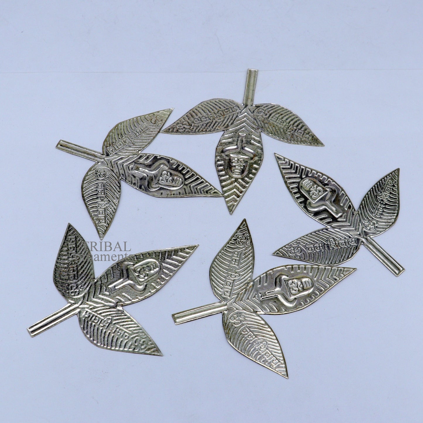 3" Lord Shiva bel Patra Solid silver handmade solid belva patra, shiva worshipping/ puja article, bel tree leaves for puja su674 - TRIBAL ORNAMENTS