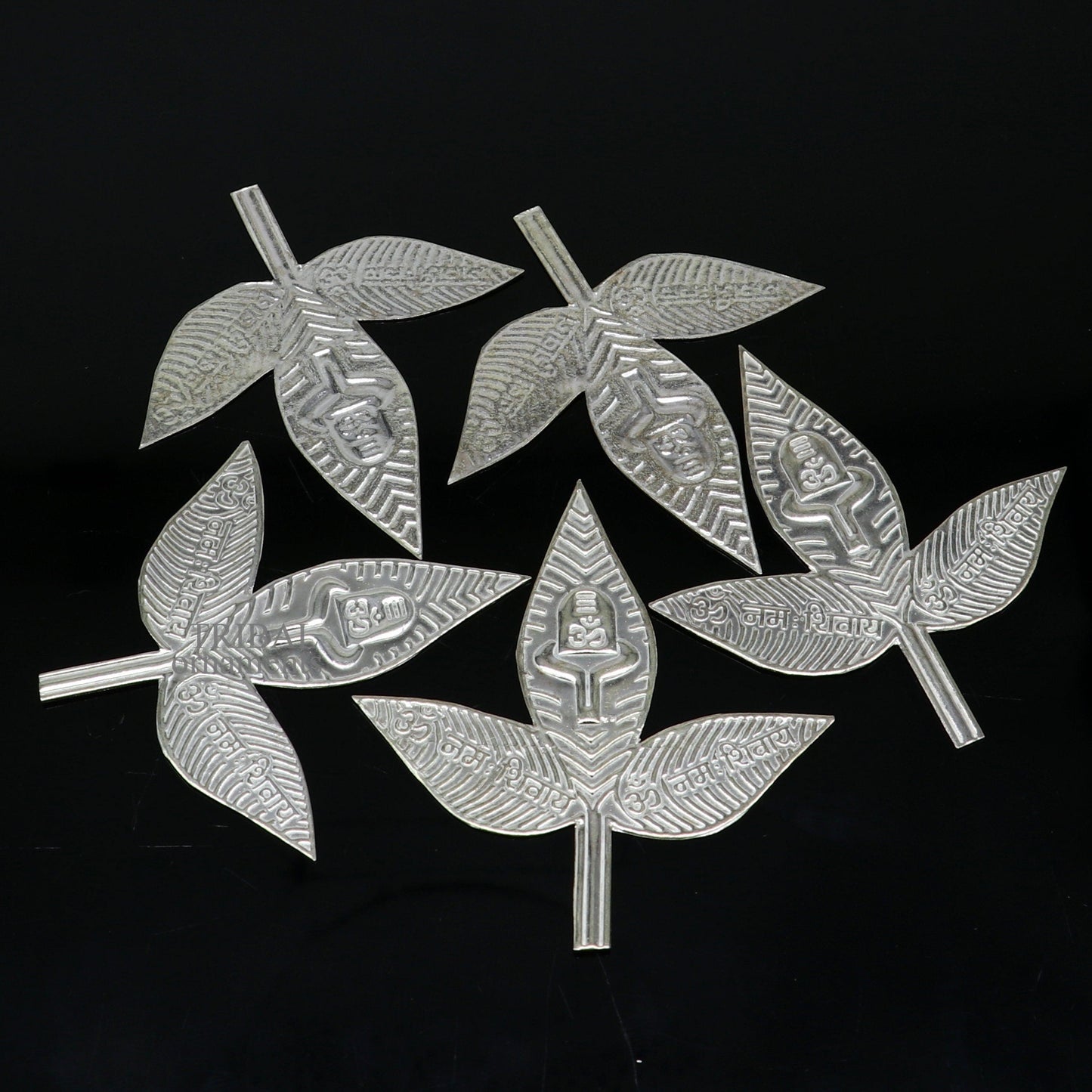 6.5cm Lord Shiva bel Patra Solid silver handmade solid belva patra, shiva worshipping/ puja article, bel tree leaves for puja su675 - TRIBAL ORNAMENTS