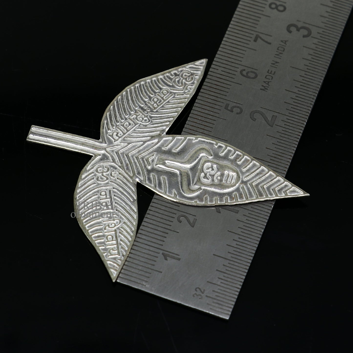 6.5cm Lord Shiva bel Patra Solid silver handmade solid belva patra, shiva worshipping/ puja article, bel tree leaves for puja su675 - TRIBAL ORNAMENTS
