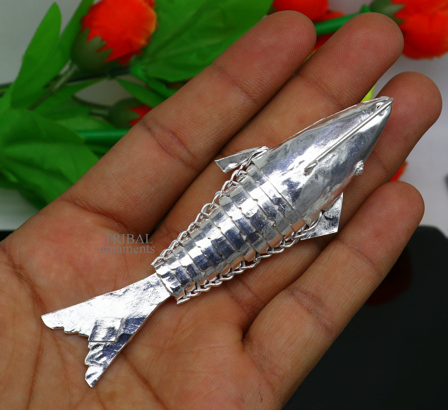 Solid silver handmade silver fish, Lord vishnu avatar Matsya, Silver Puja Fish For Prosperity And Good Luck, best collectible art su676 - TRIBAL ORNAMENTS