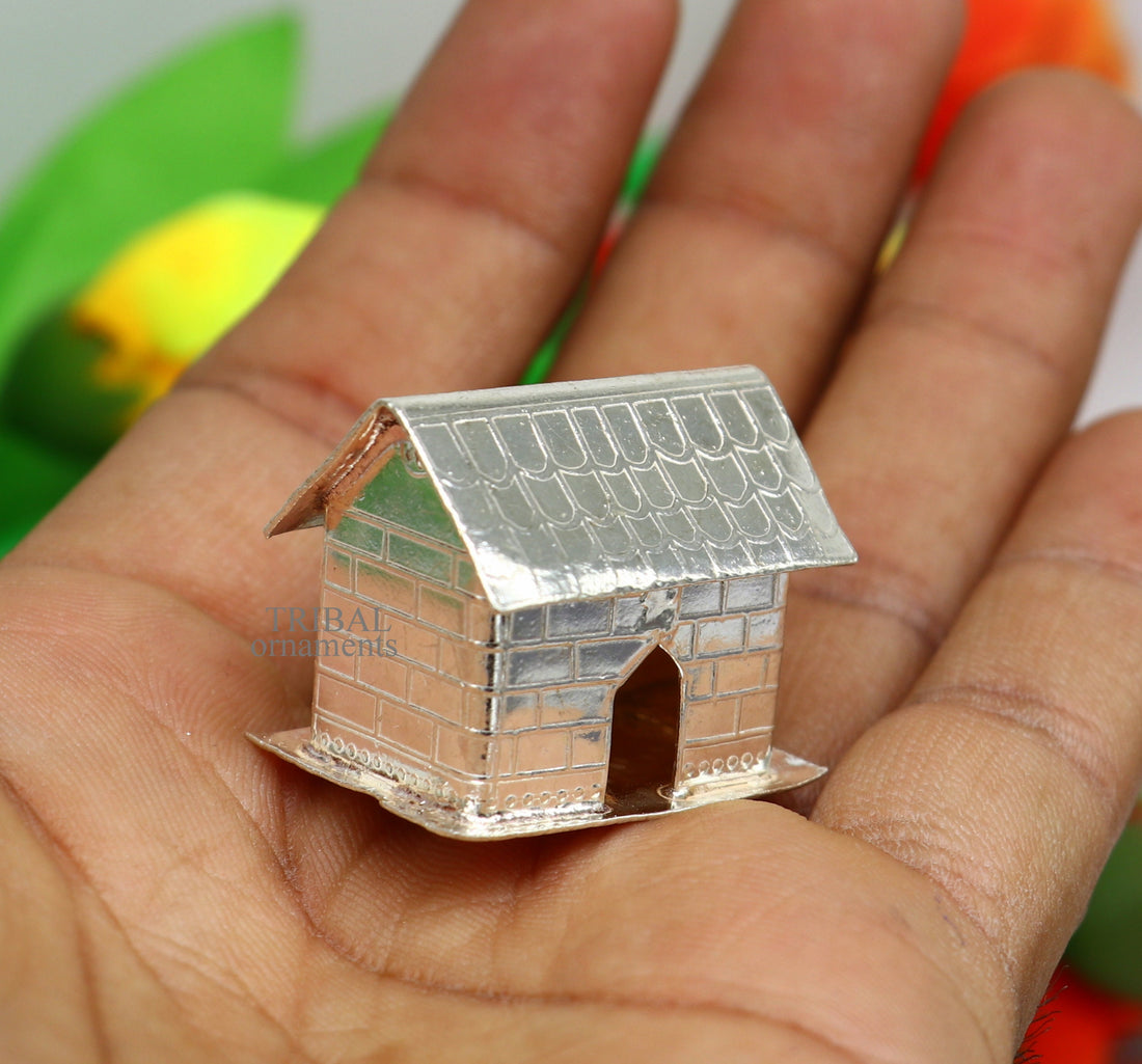 Solid sterling silver small mini home toy hut, vintage style decorative silver article, best gift puja article, temple gifting art su681 - TRIBAL ORNAMENTS