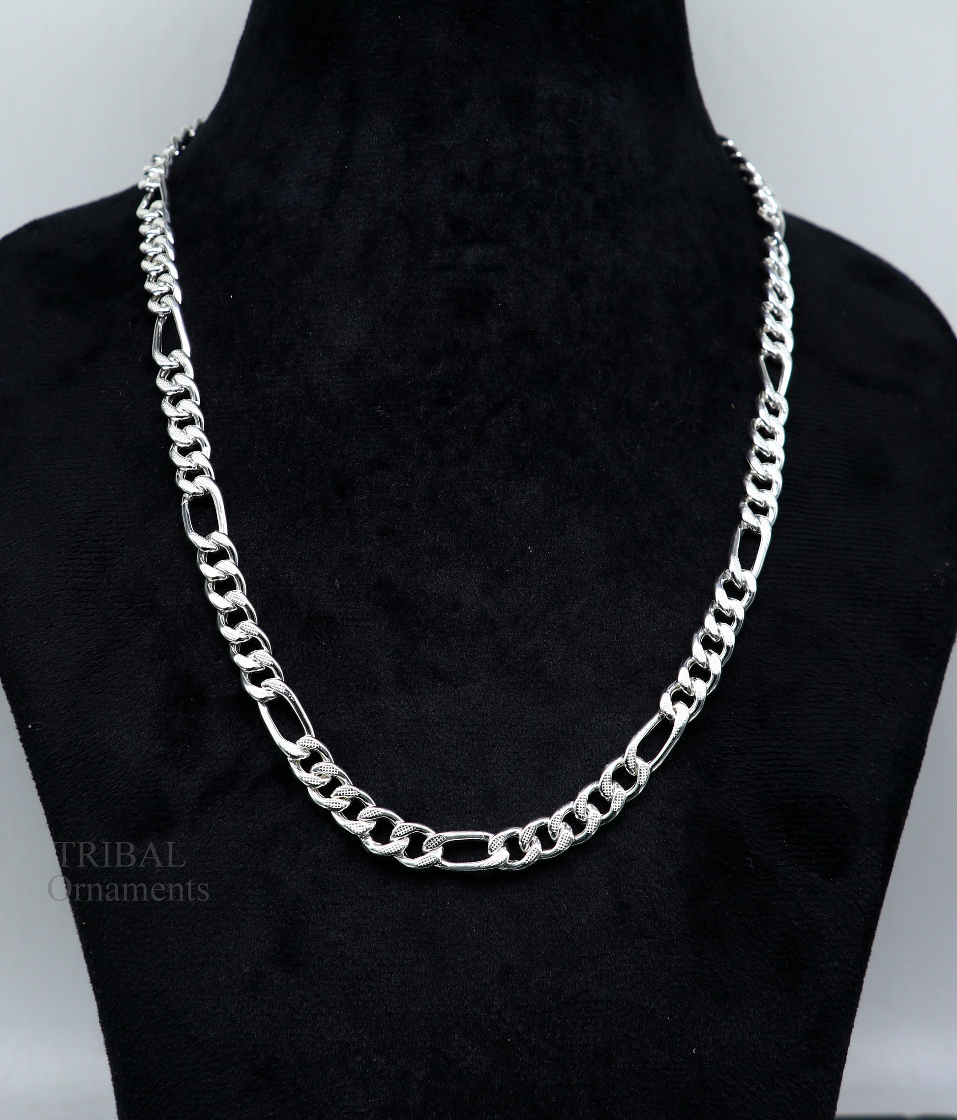 20.5" 925 sterling silver 5mm handmade amazing Figaro chain necklace excellent gifting jewelry, new fancy style men's chain necklace  nch338 - TRIBAL ORNAMENTS