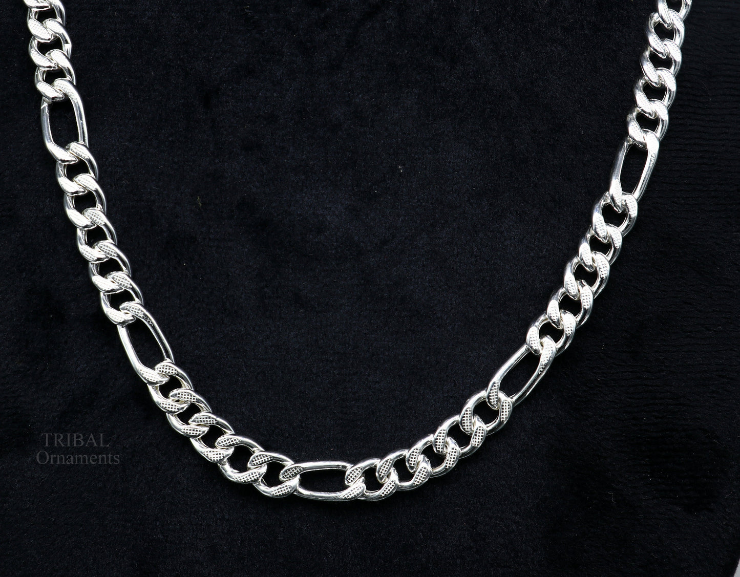 20.5" 925 sterling silver 5mm handmade amazing Figaro chain necklace excellent gifting jewelry, new fancy style men's chain necklace  nch338 - TRIBAL ORNAMENTS