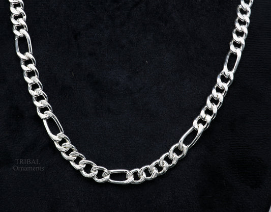 20.5" 925 sterling silver 5mm handmade amazing Figaro chain necklace excellent gifting jewelry, new fancy style men's chain necklace  nch338 - TRIBAL ORNAMENTS