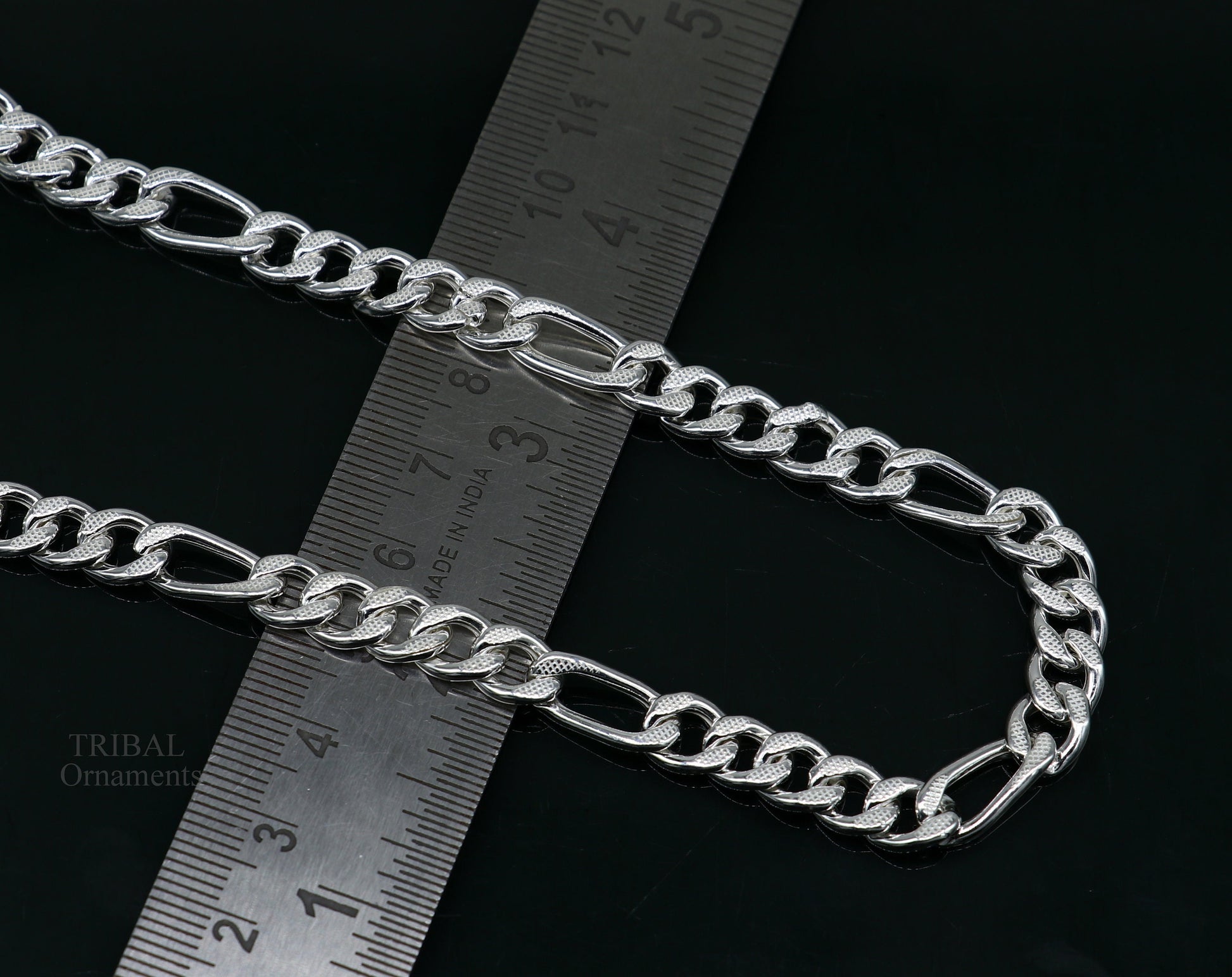 20.5" 925 sterling silver 5mm handmade amazing Figaro chain necklace excellent gifting jewelry, new fancy style men's chain necklace  nch338 - TRIBAL ORNAMENTS