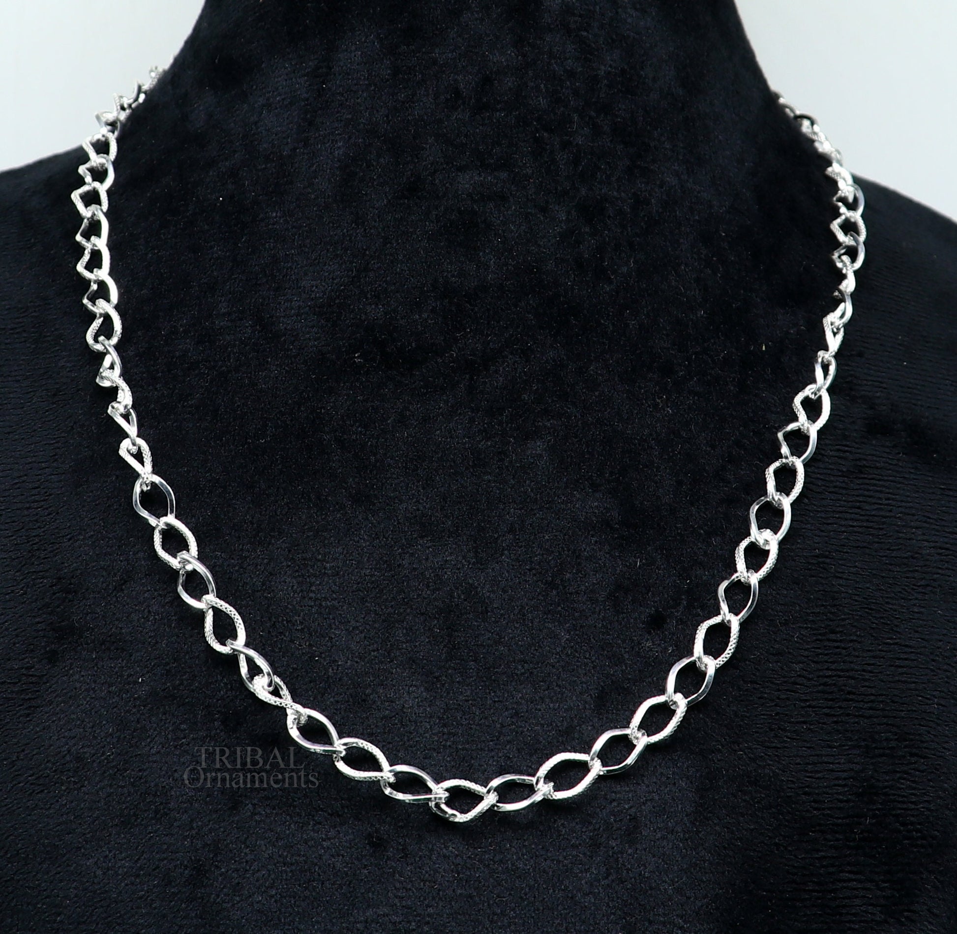 Exclusive unique stylish 20" 925 sterling silver 6mm handmade amazing chain necklace excellent gifting jewelry, men's chain necklace nch334 - TRIBAL ORNAMENTS
