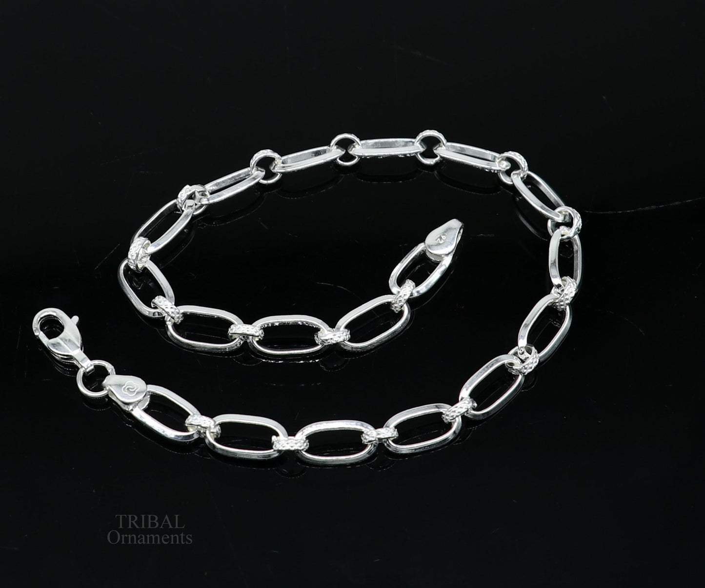 8" girl's bracelet 925 sterling silver handmade new fancy stylish solid chain bracelet, stylish bracelet gifting elegant jewelry nsbr522 - TRIBAL ORNAMENTS