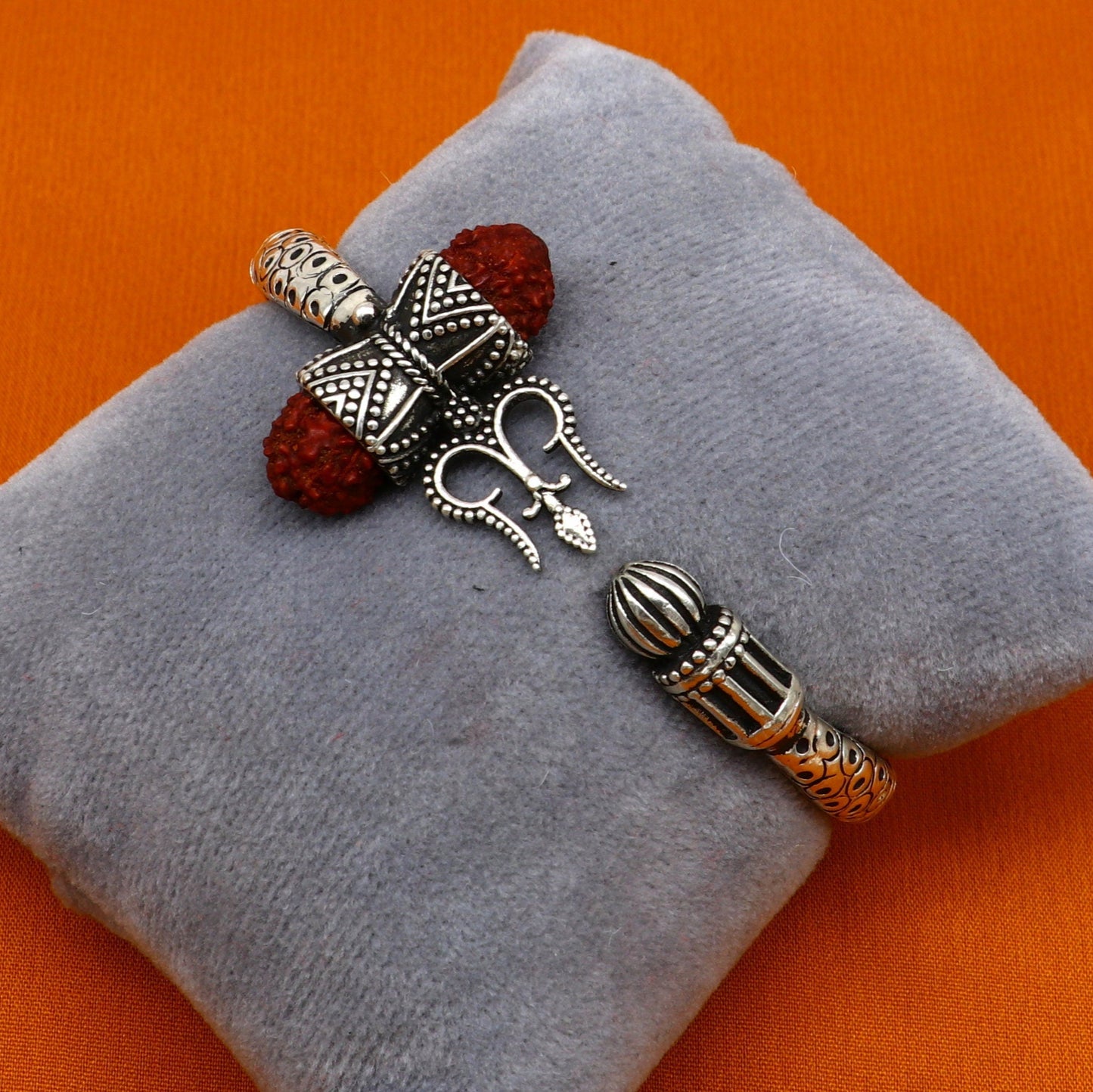 Wonderful handmade work 925 sterling silver trident kada, trishul kada, bahubali kada bangle bracelet for both men's and girl's nsk460 - TRIBAL ORNAMENTS