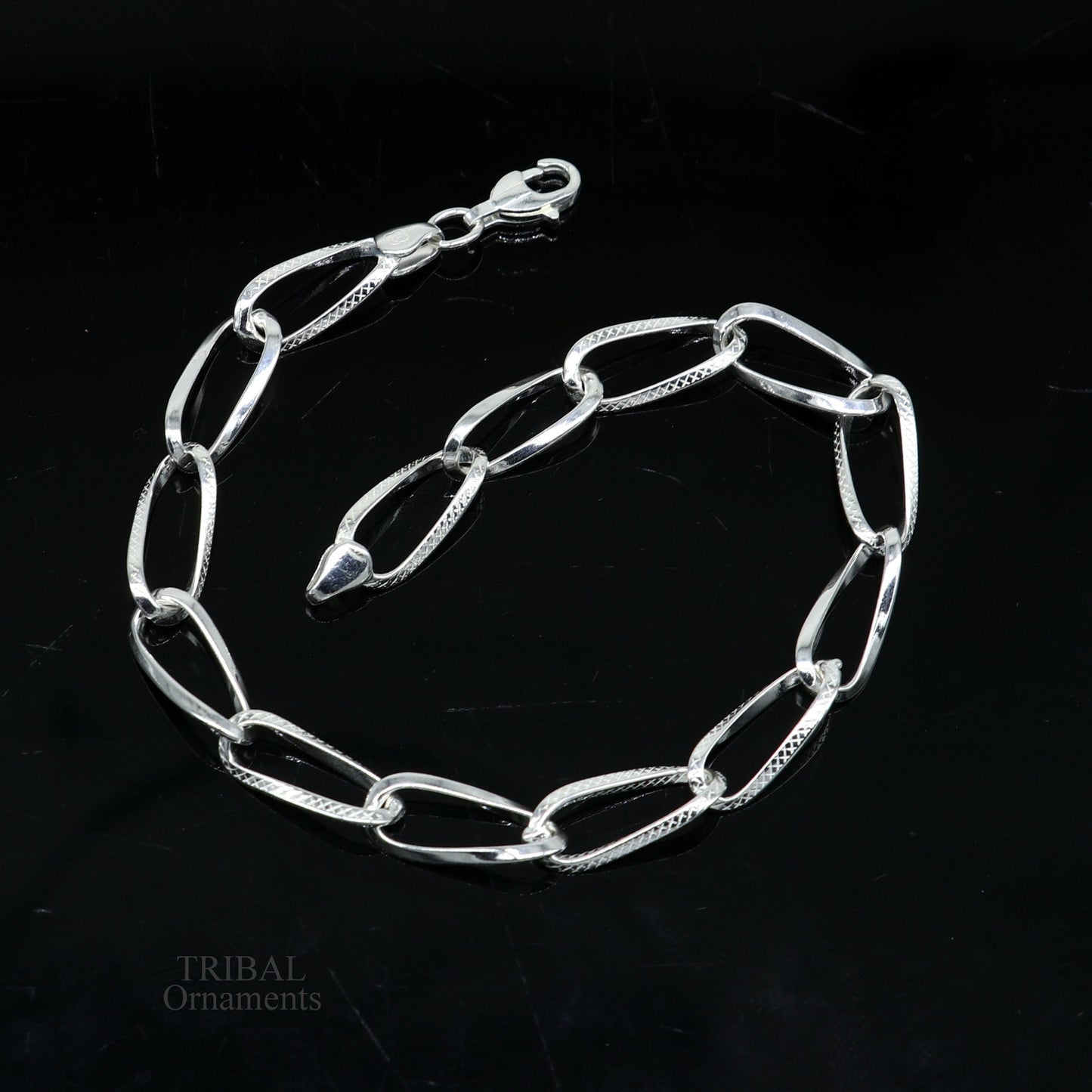 Solid 8mm 925 sterling silver handmade Bracelet, Dainty Silver Bracelet, Chain Bracelet, Minimal Jewelry, Gift For unisex couple nsbr526 - TRIBAL ORNAMENTS