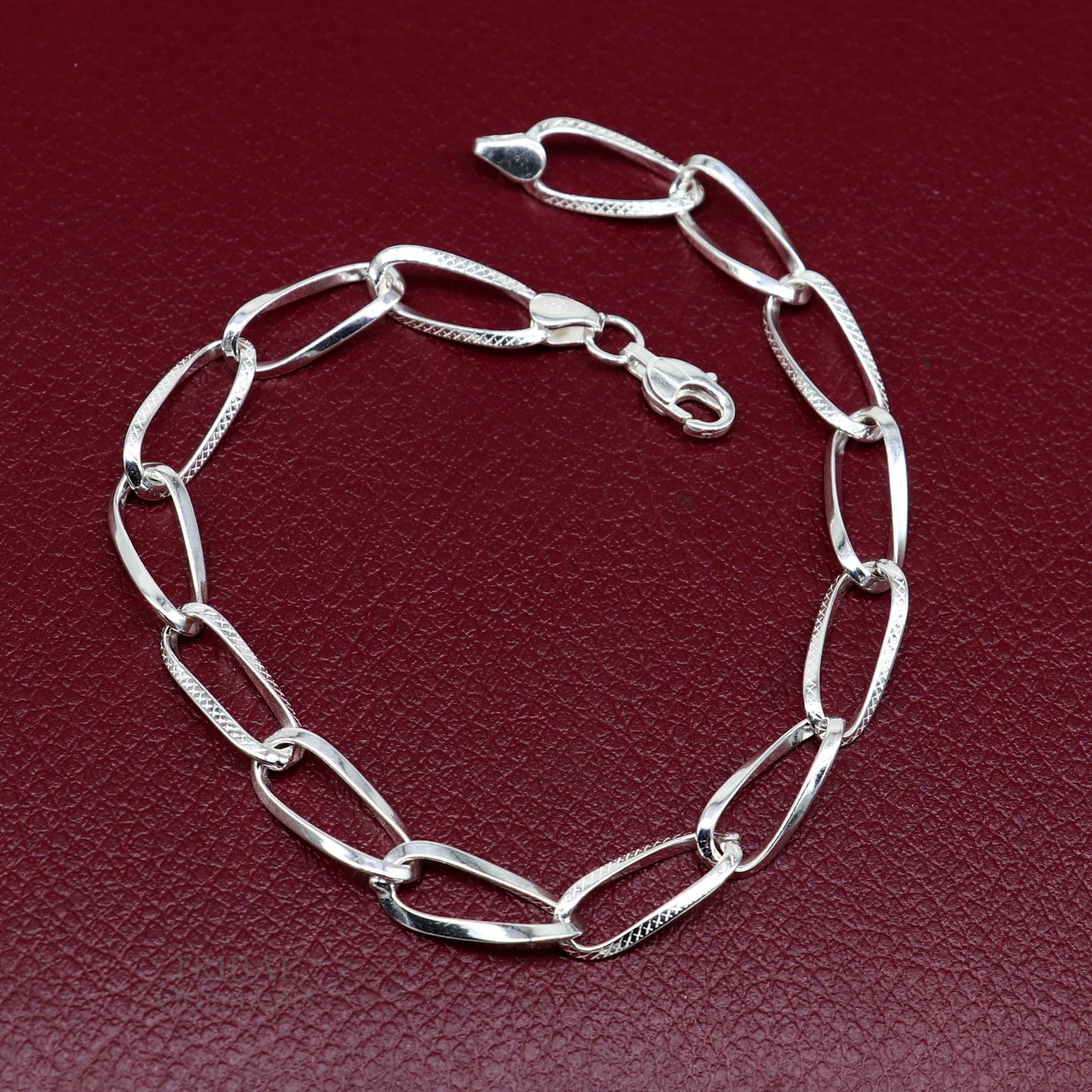 Solid 8mm 925 sterling silver handmade Bracelet, Dainty Silver Bracelet, Chain Bracelet, Minimal Jewelry, Gift For unisex couple nsbr526 - TRIBAL ORNAMENTS