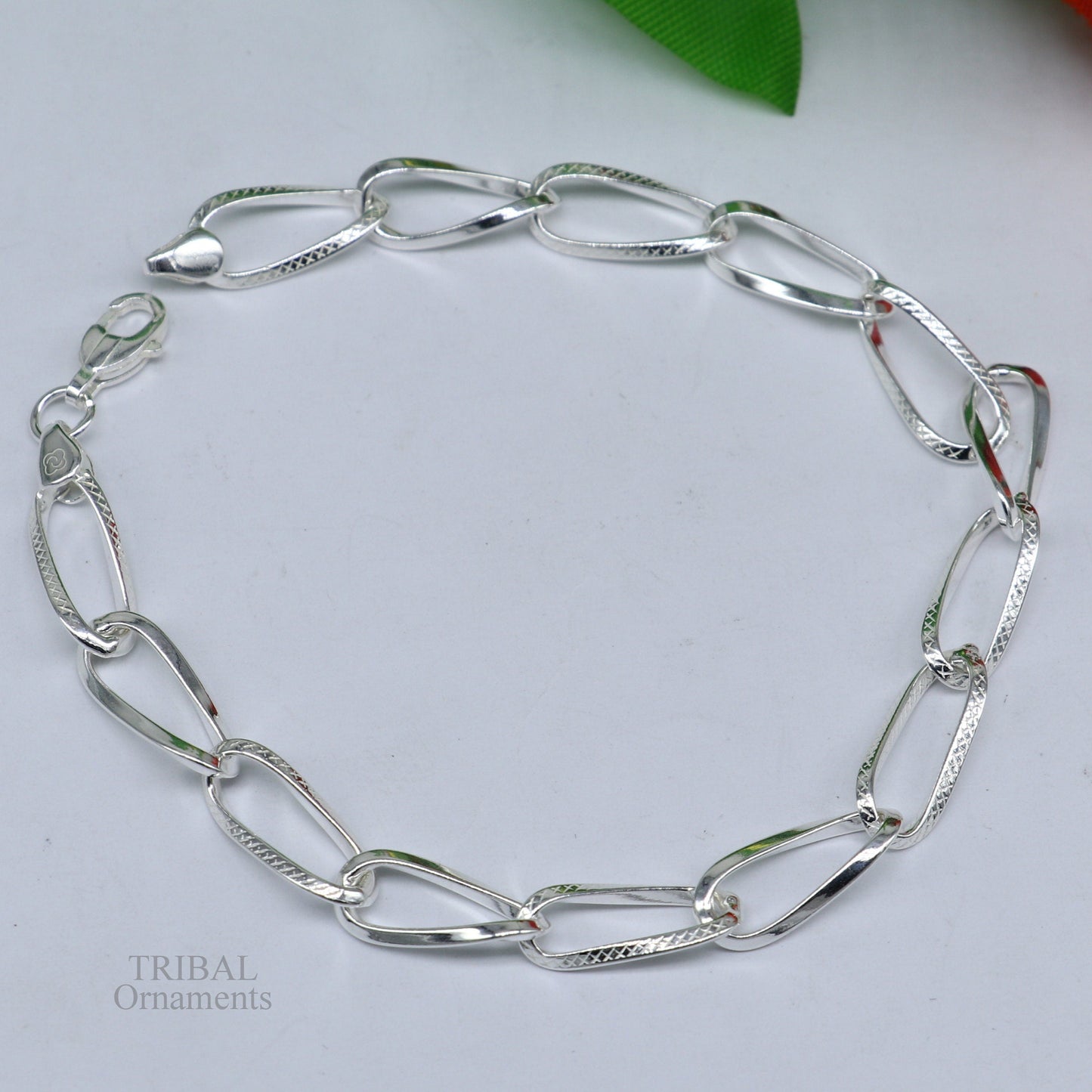 Solid 8mm 925 sterling silver handmade Bracelet, Dainty Silver Bracelet, Chain Bracelet, Minimal Jewelry, Gift For unisex couple nsbr526 - TRIBAL ORNAMENTS