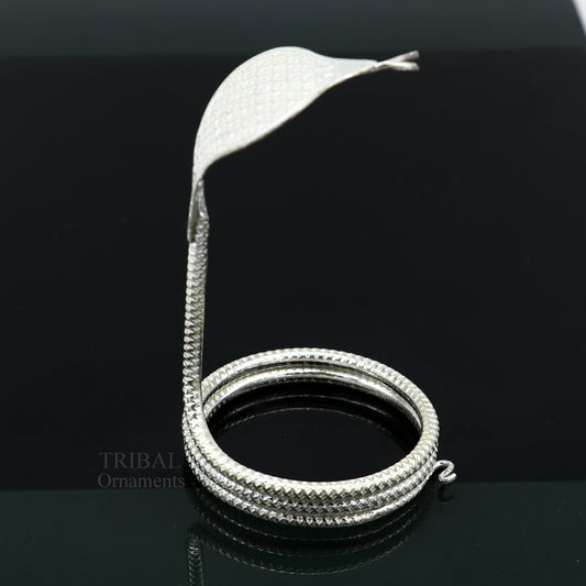 Sterling silver handmade fabulous vintage antique mini snake or shiva snake for puja or worshipping, solid Diwali puja article su671 - TRIBAL ORNAMENTS