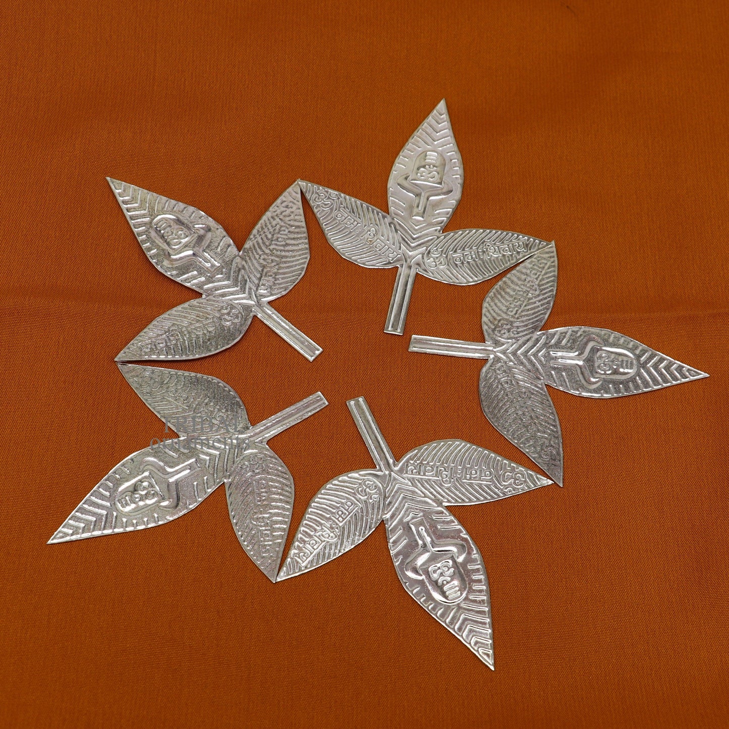 3" Lord Shiva bel Patra Solid silver handmade solid belva patra, shiva worshipping/ puja article, bel tree leaves for puja su674 - TRIBAL ORNAMENTS