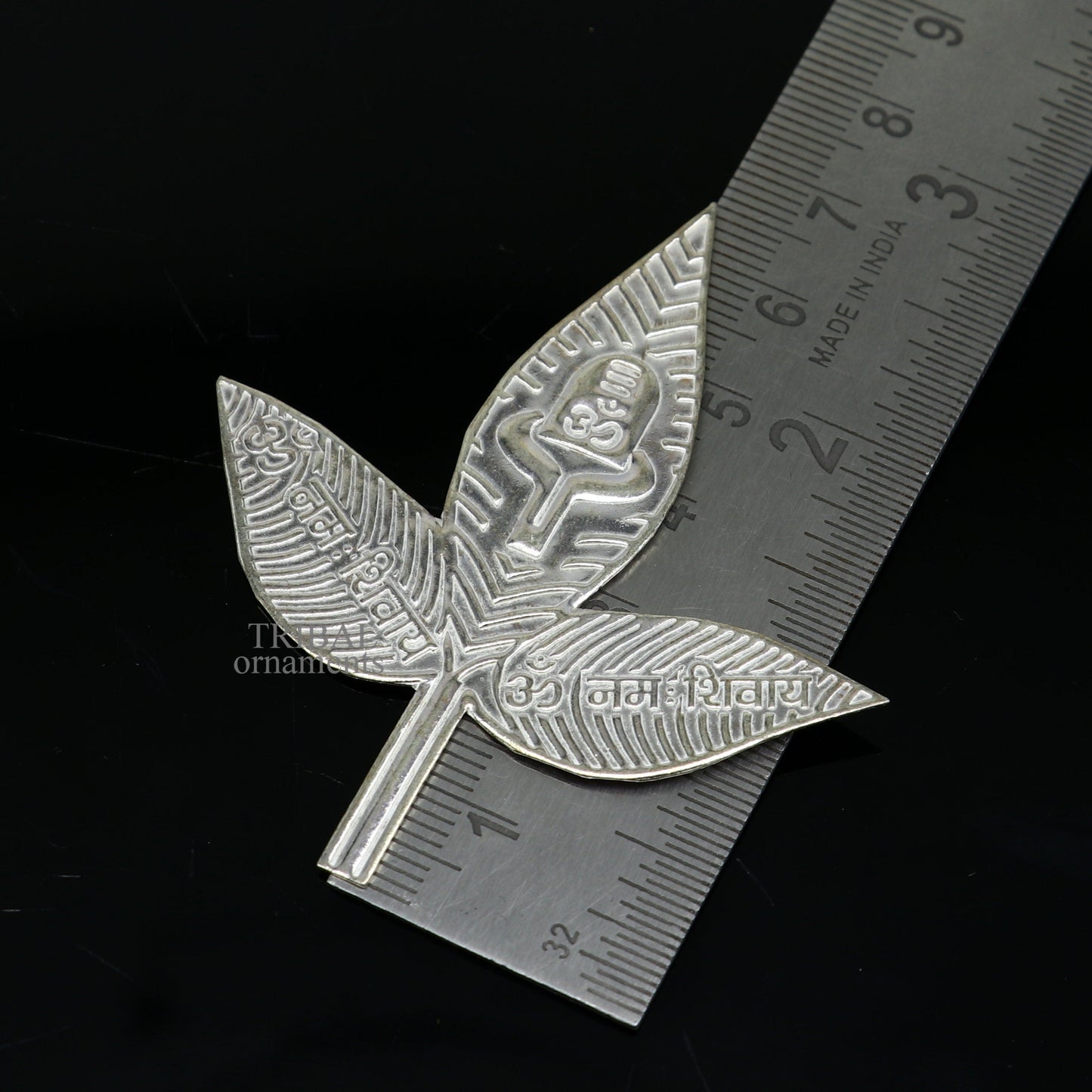 6.5cm Lord Shiva bel Patra Solid silver handmade solid belva patra, shiva worshipping/ puja article, bel tree leaves for puja su675 - TRIBAL ORNAMENTS