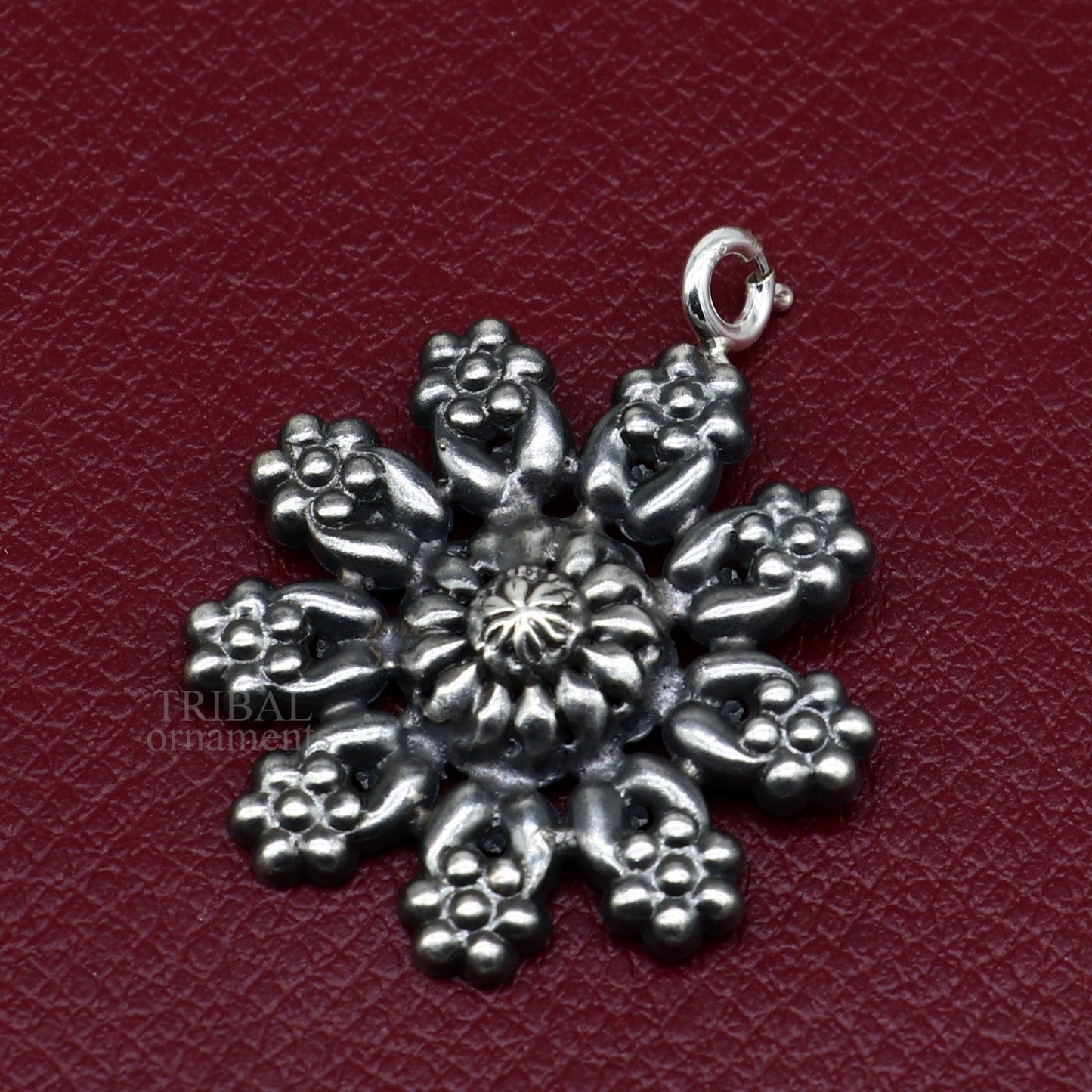 925 sterling silver handmade flower design customized floral design pendant excellent personalized jewelry ssp1392 - TRIBAL ORNAMENTS